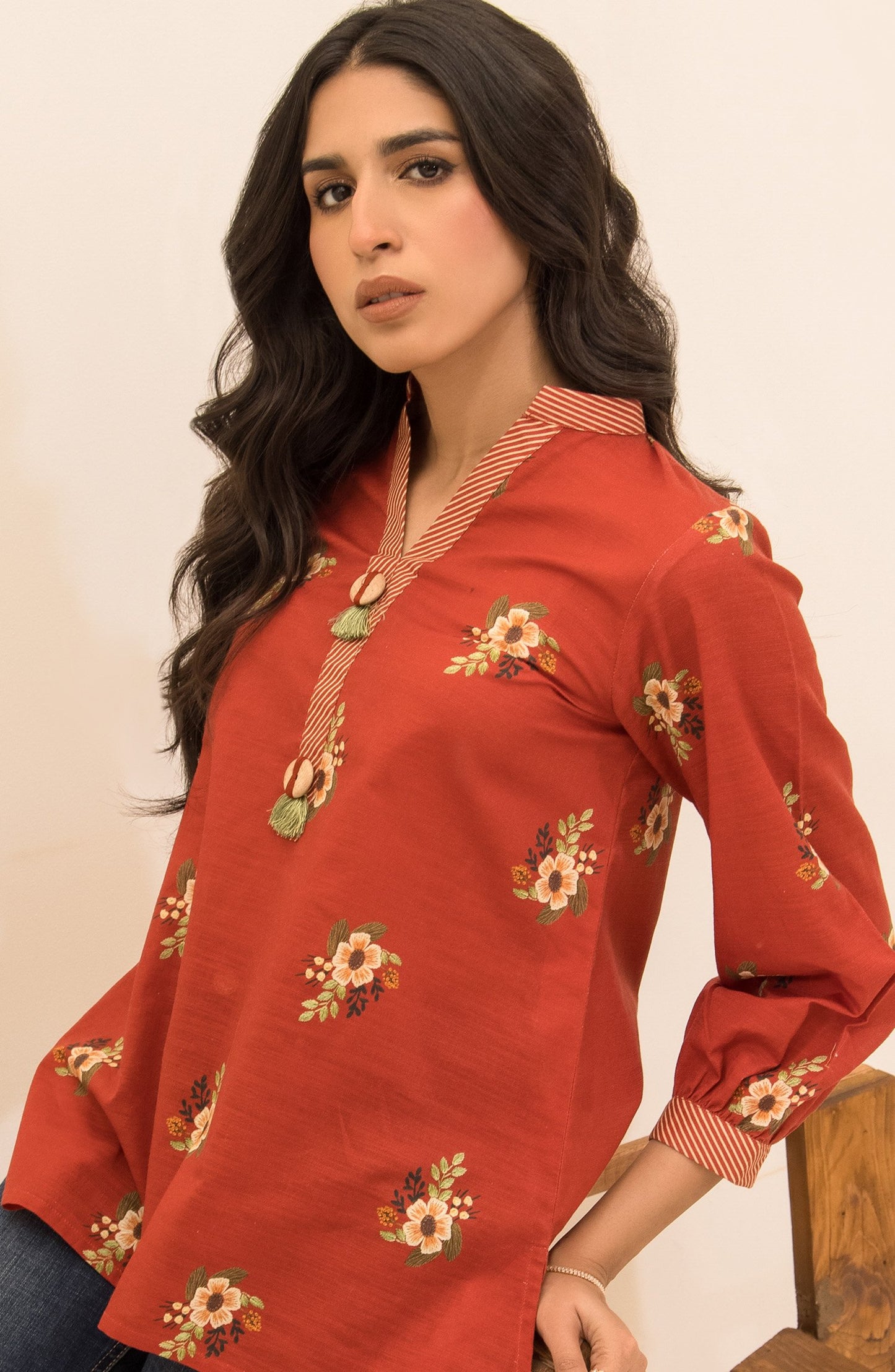 NRDO-057/S BROWN KHADDAR SCSHIRT READY TO WEAR SHIRT