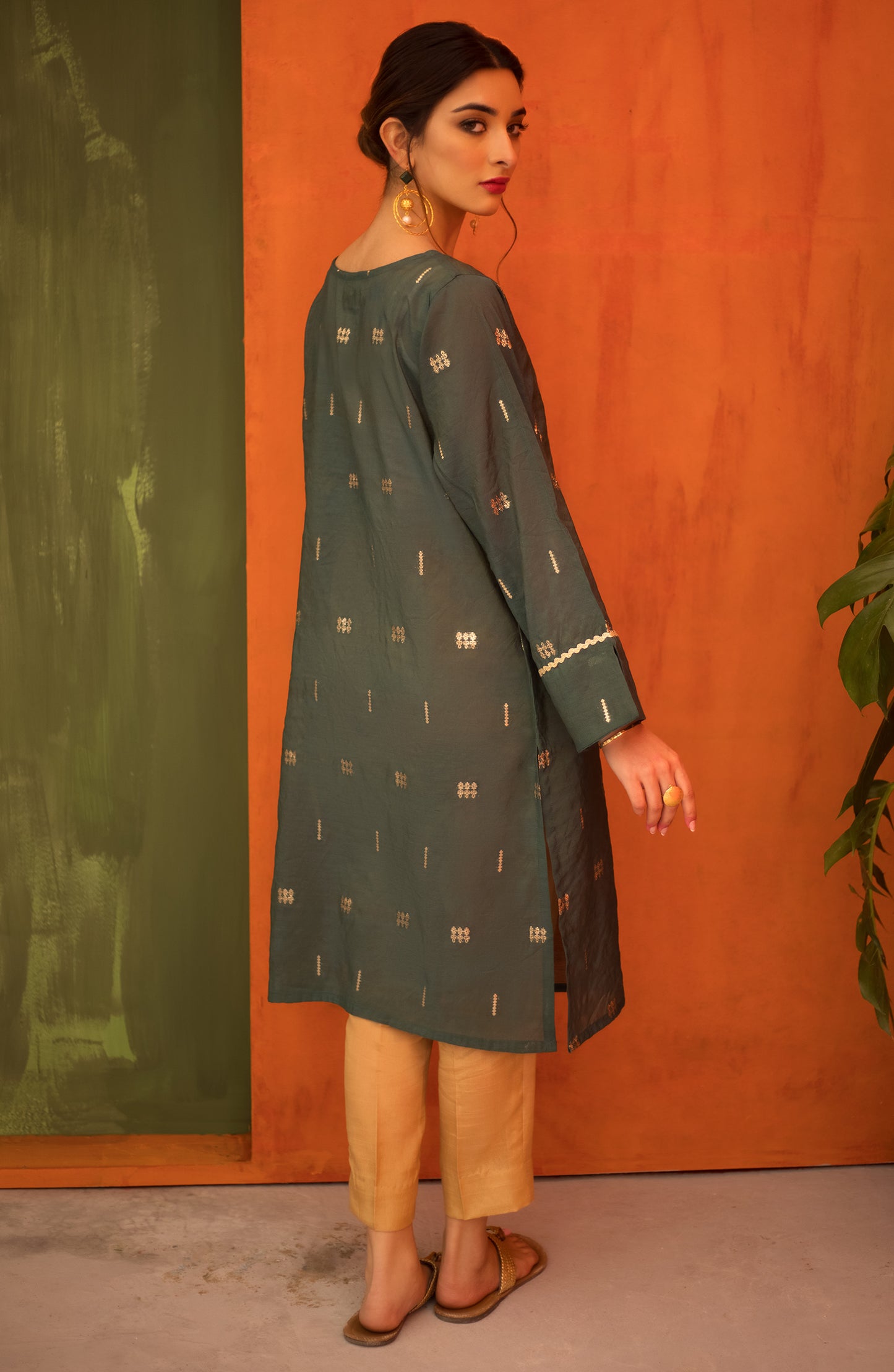 Stitched 1 Piece Embroidered Jacquard Shirt