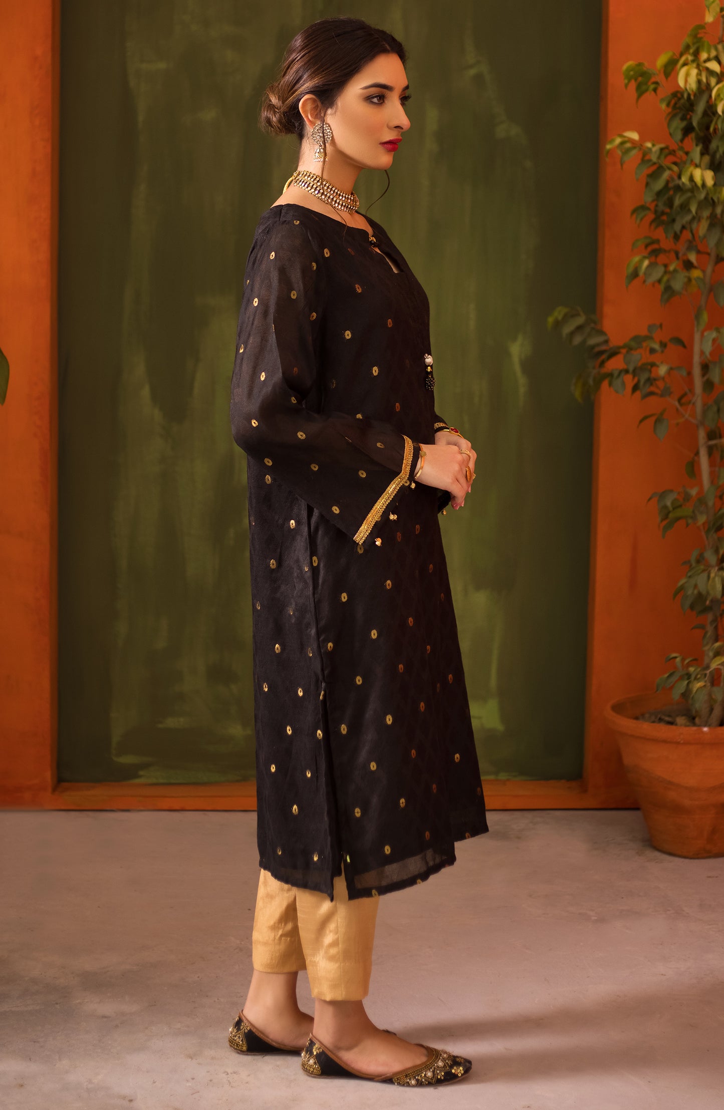 Stitched 1 Piece Embroidered Jacquard Shirt