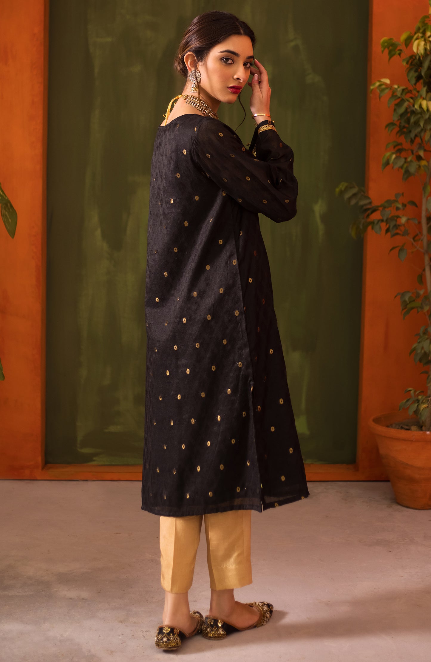 Stitched 1 Piece Embroidered Jacquard Shirt