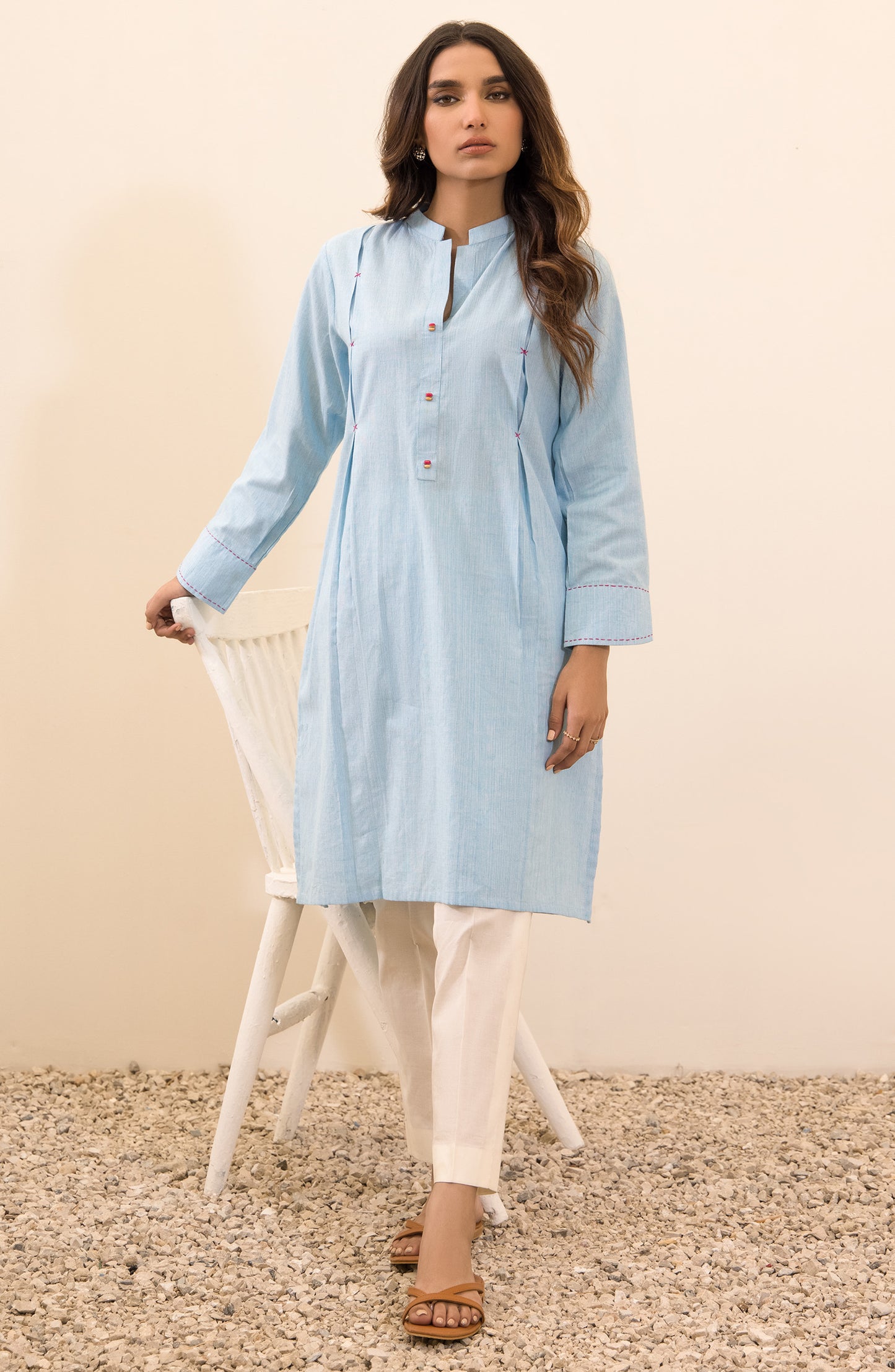 NRC-61/S L.BLUE SLUB KHADDAR SCSHIRT READY TO WEAR SHIRT