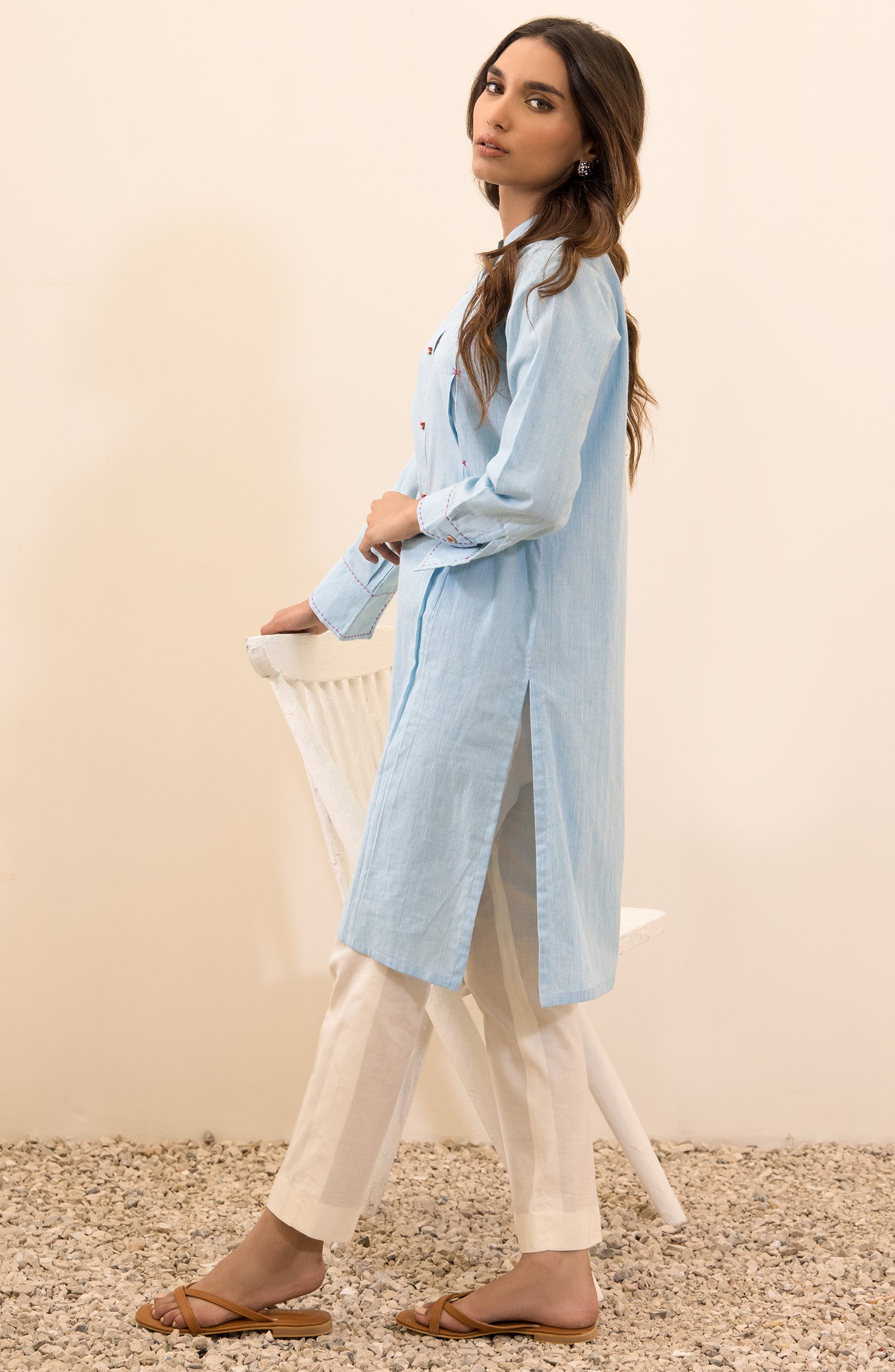 NRC-61/S L.BLUE SLUB KHADDAR SCSHIRT READY TO WEAR SHIRT