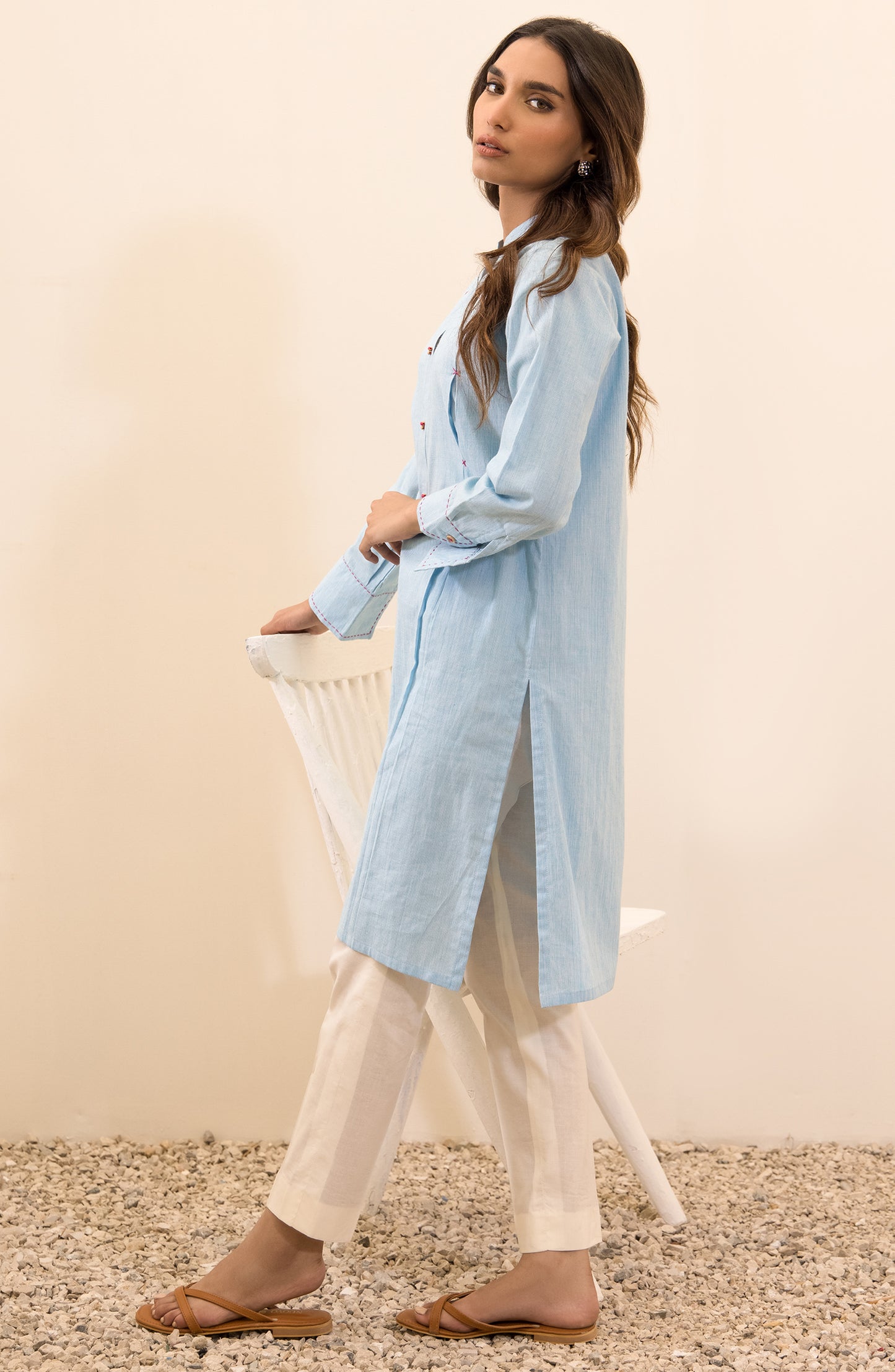 NRC-61/S L.BLUE SLUB KHADDAR SCSHIRT READY TO WEAR SHIRT