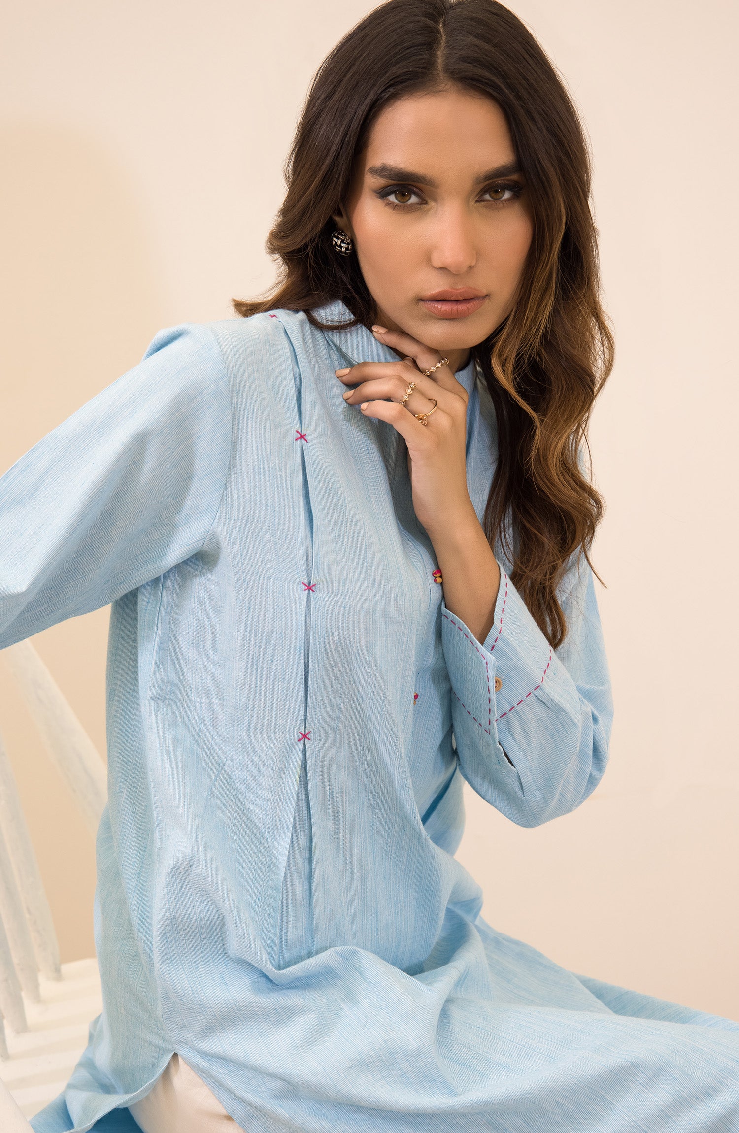 NRC-61/S L.BLUE SLUB KHADDAR SCSHIRT READY TO WEAR SHIRT