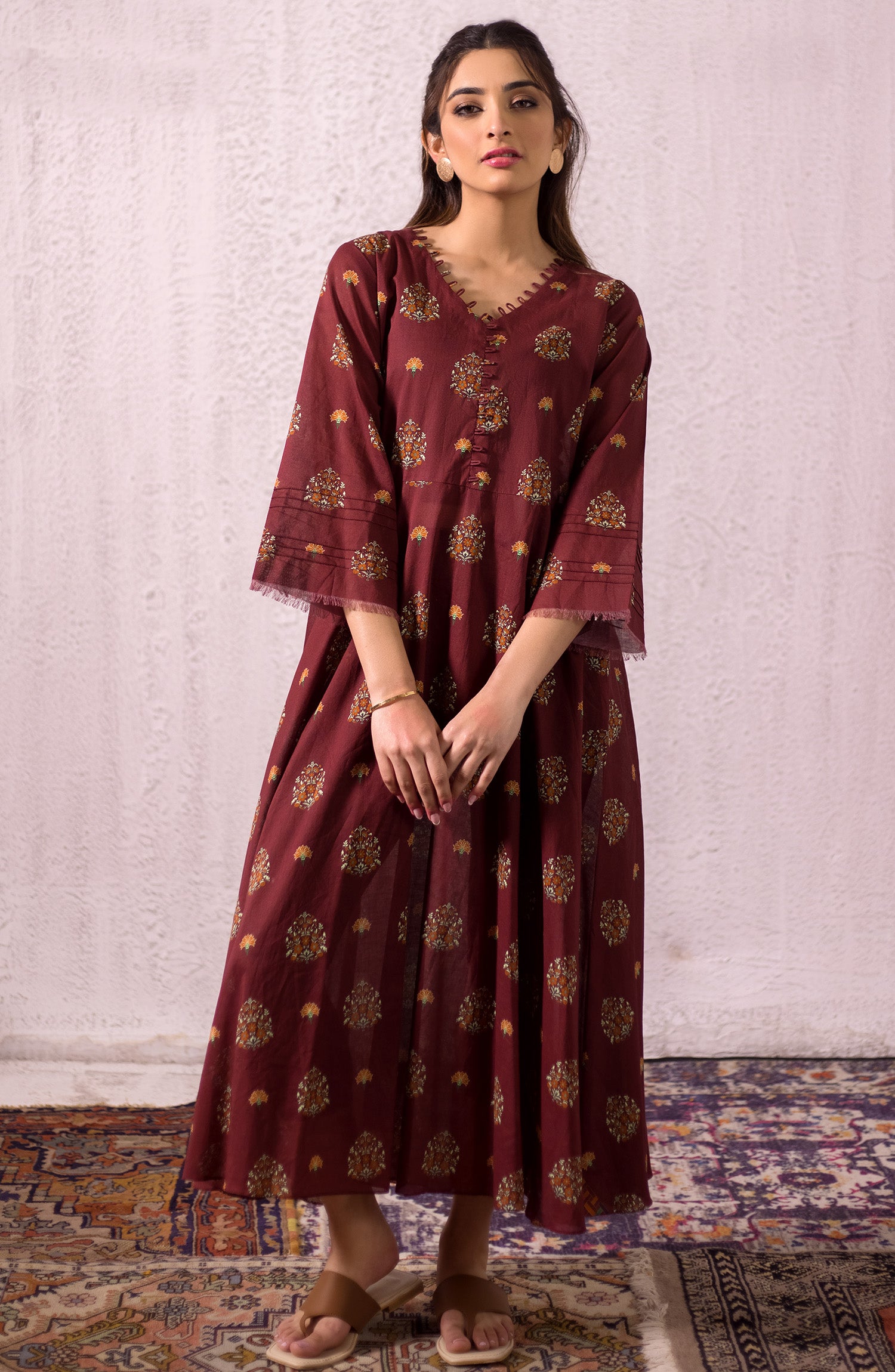 OTL-22-004/U RED LAWN  UNSTITCHED SHIRT DUPATTA PANTS