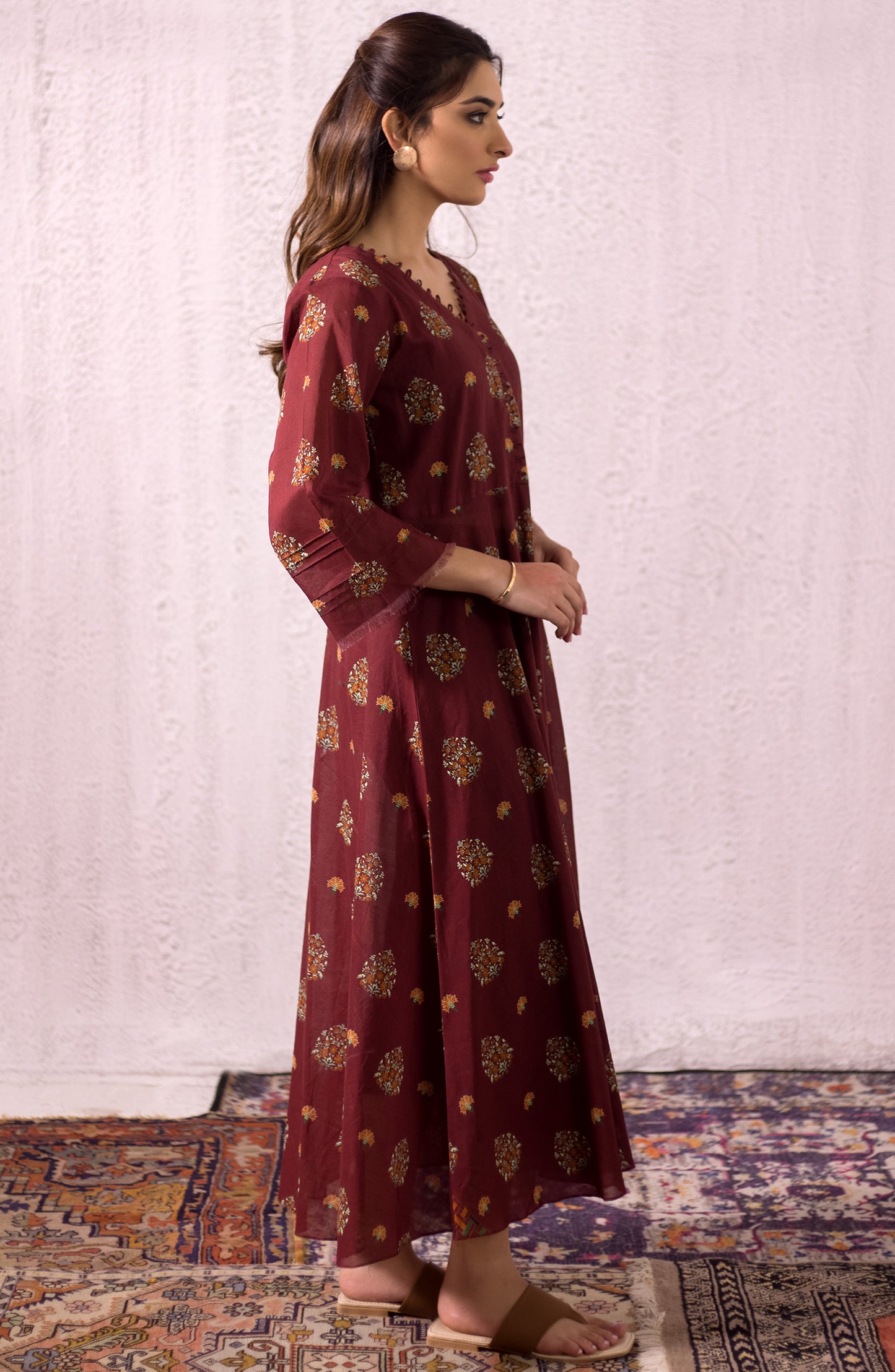 OTL-22-004/U RED LAWN  UNSTITCHED SHIRT DUPATTA PANTS