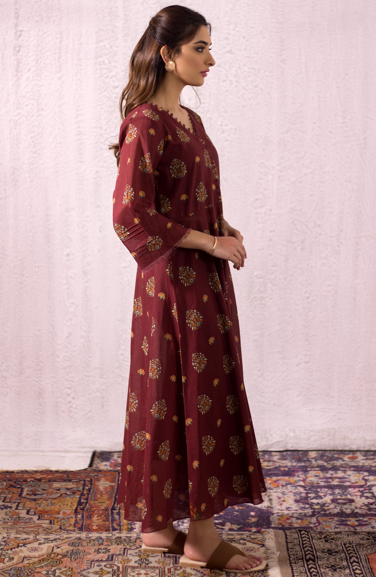 OTL-22-004/U RED LAWN  UNSTITCHED SHIRT DUPATTA PANTS