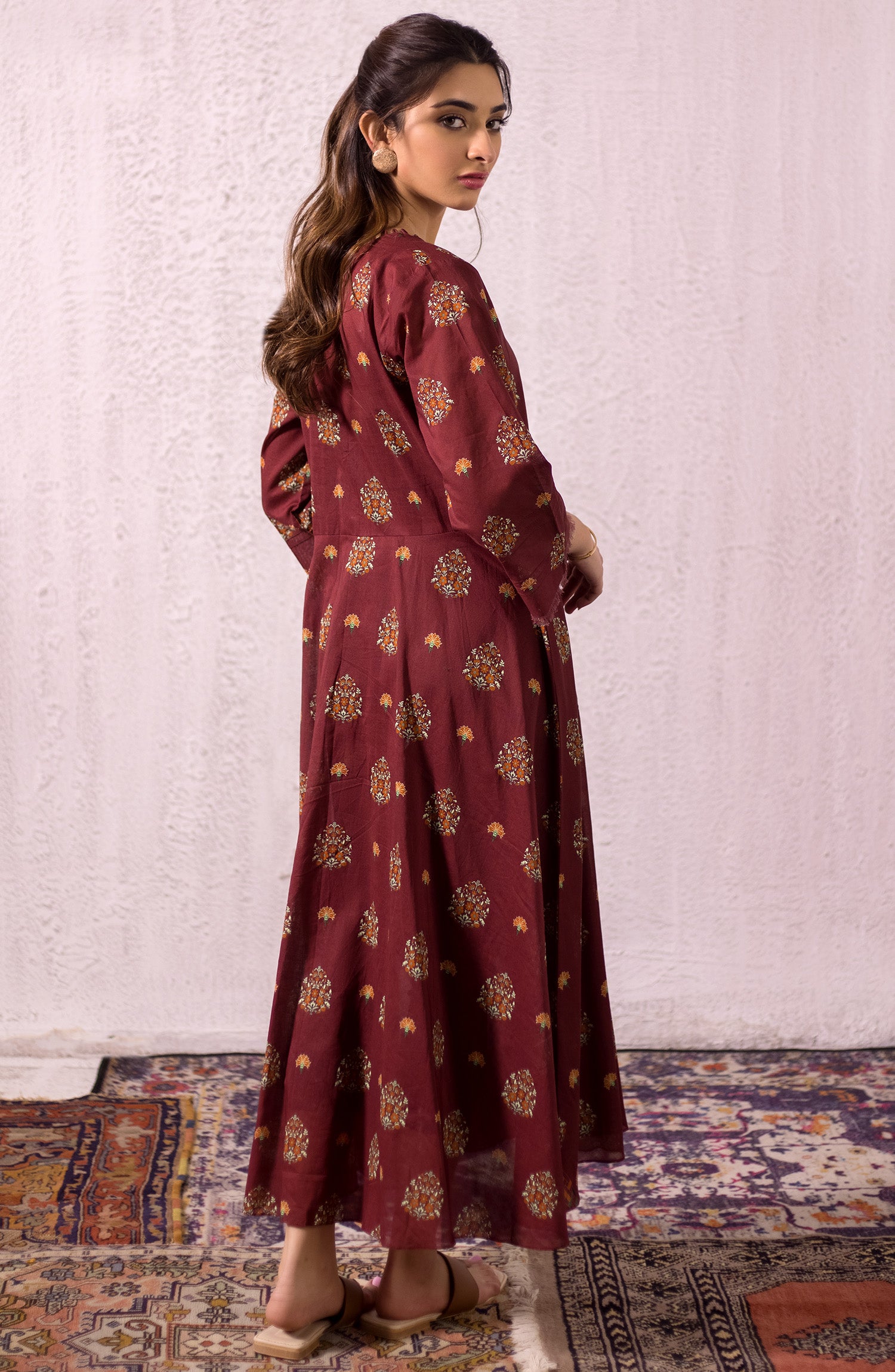 OTL-22-004/U RED LAWN  UNSTITCHED SHIRT DUPATTA PANTS