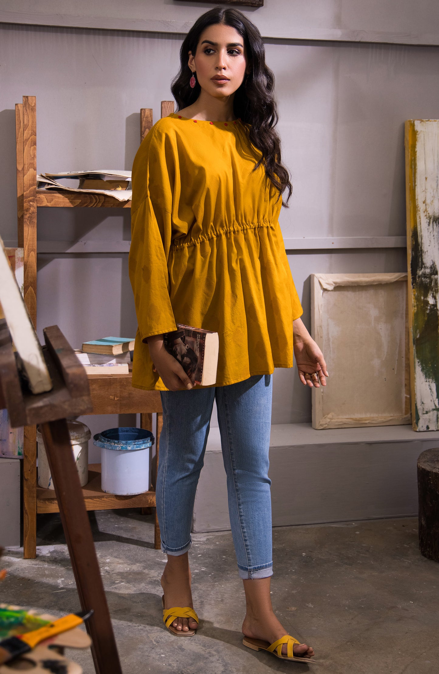 Stitched 1 Piece Plain Jacquard Shirt