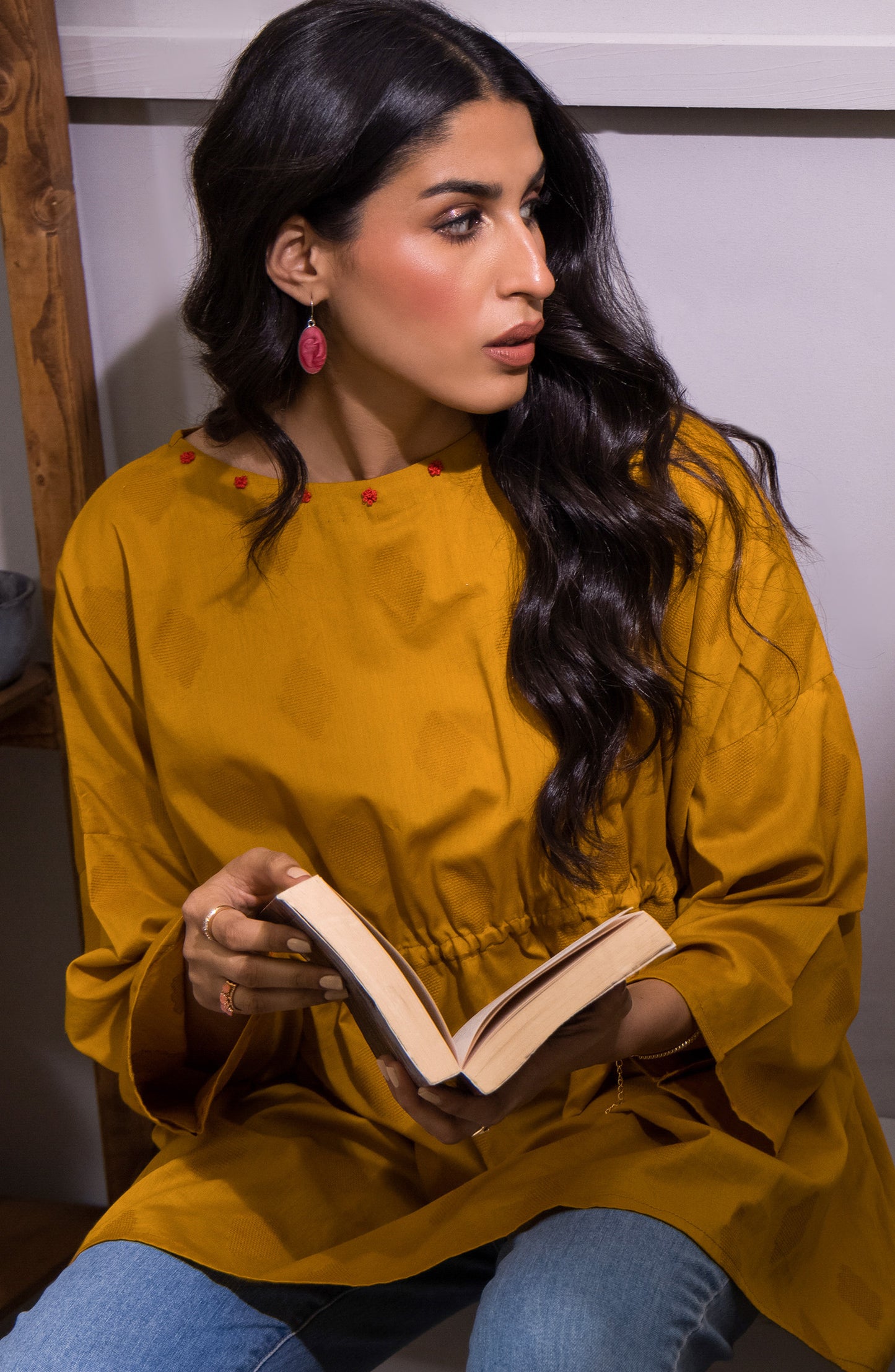 Stitched 1 Piece Plain Jacquard Shirt