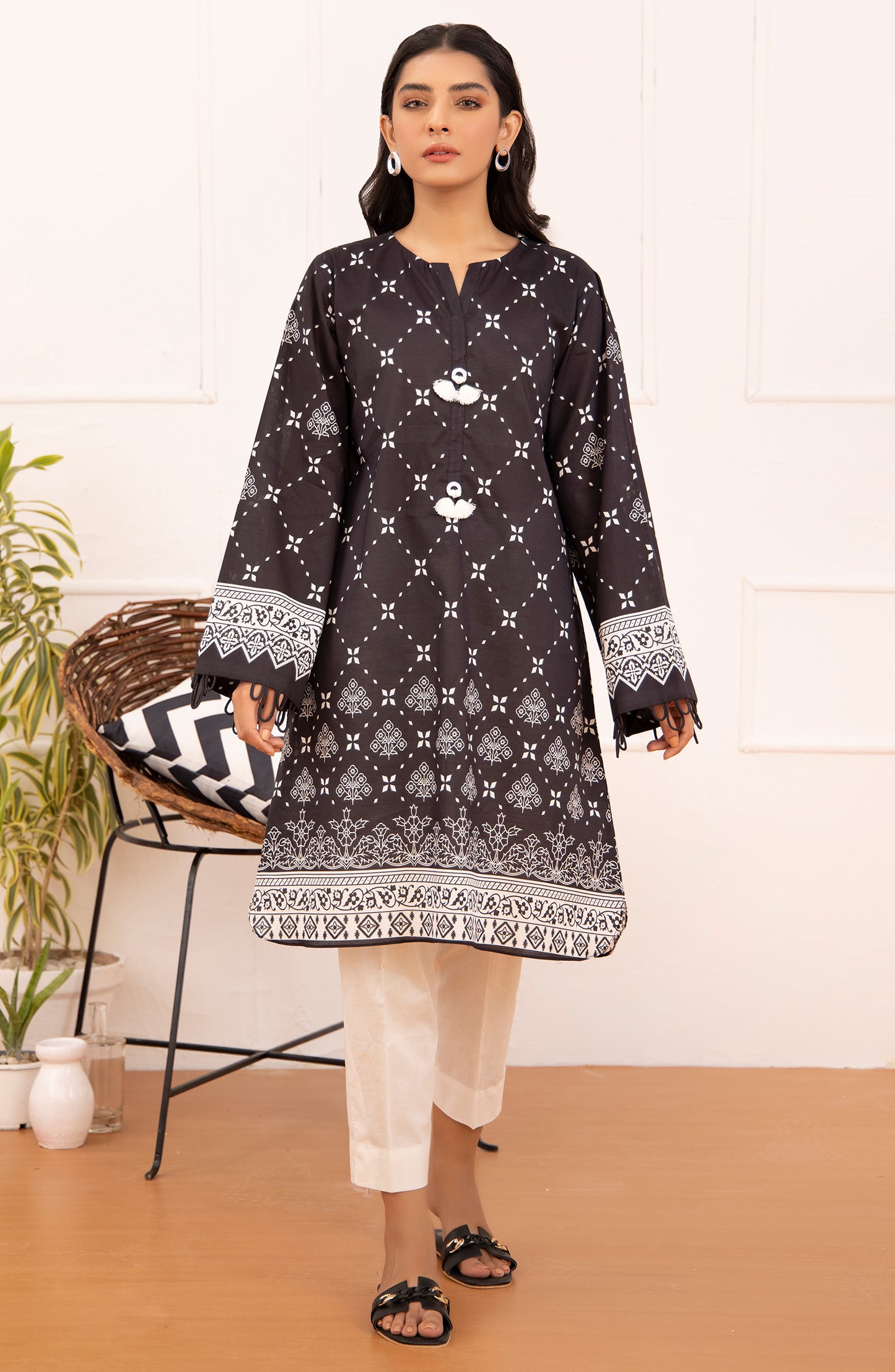 Stitched 1 Piece Printed Cambric Shirt