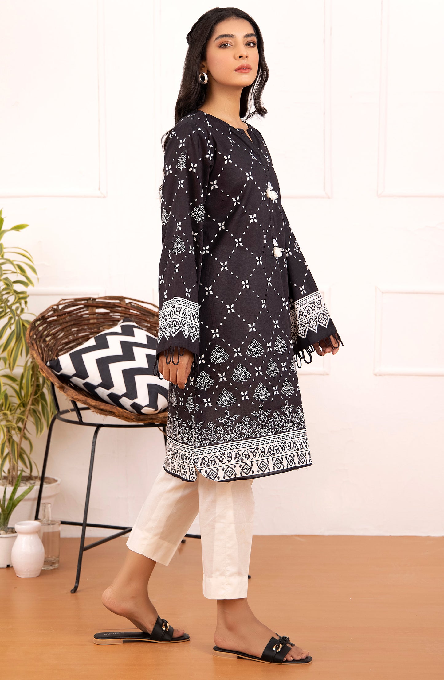 Stitched 1 Piece Printed Cambric Shirt