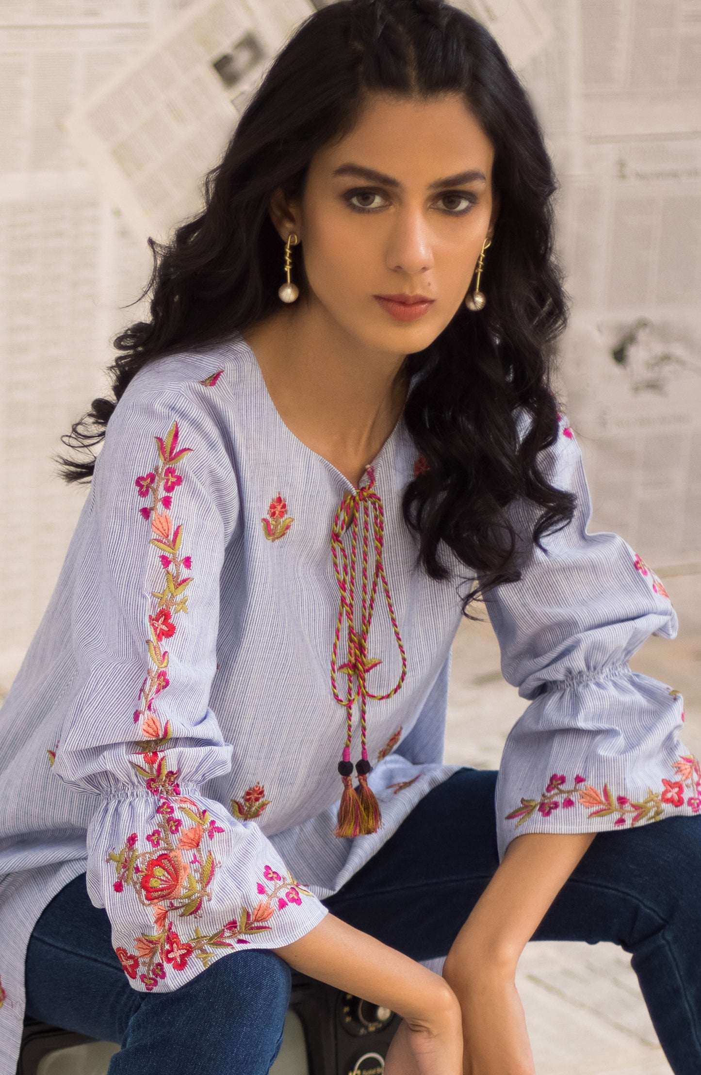 Stitched 1 Piece Embroidered Heavy Cotton Shirt