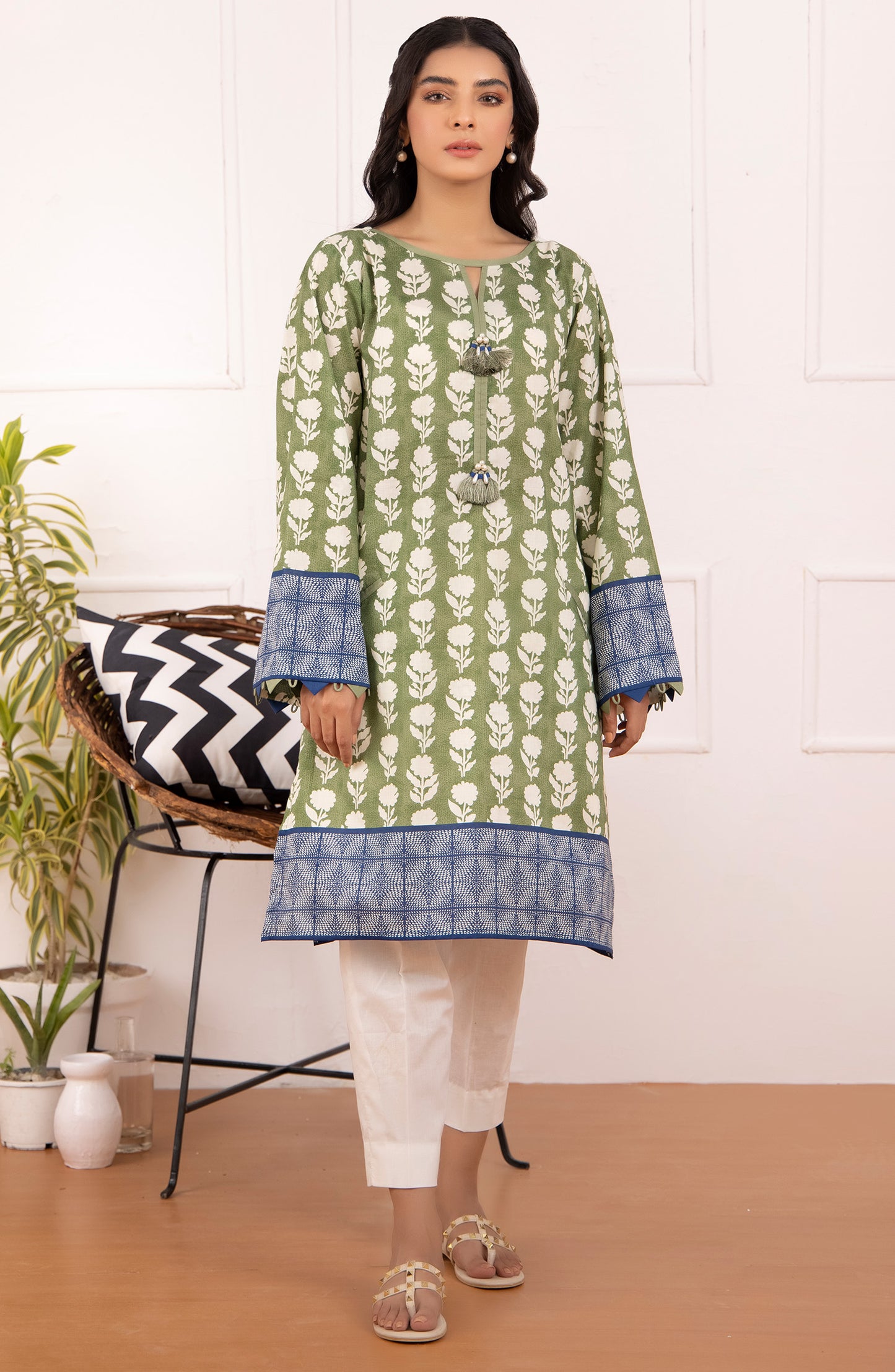 Stitched 1 Piece Printed Cambric Shirt