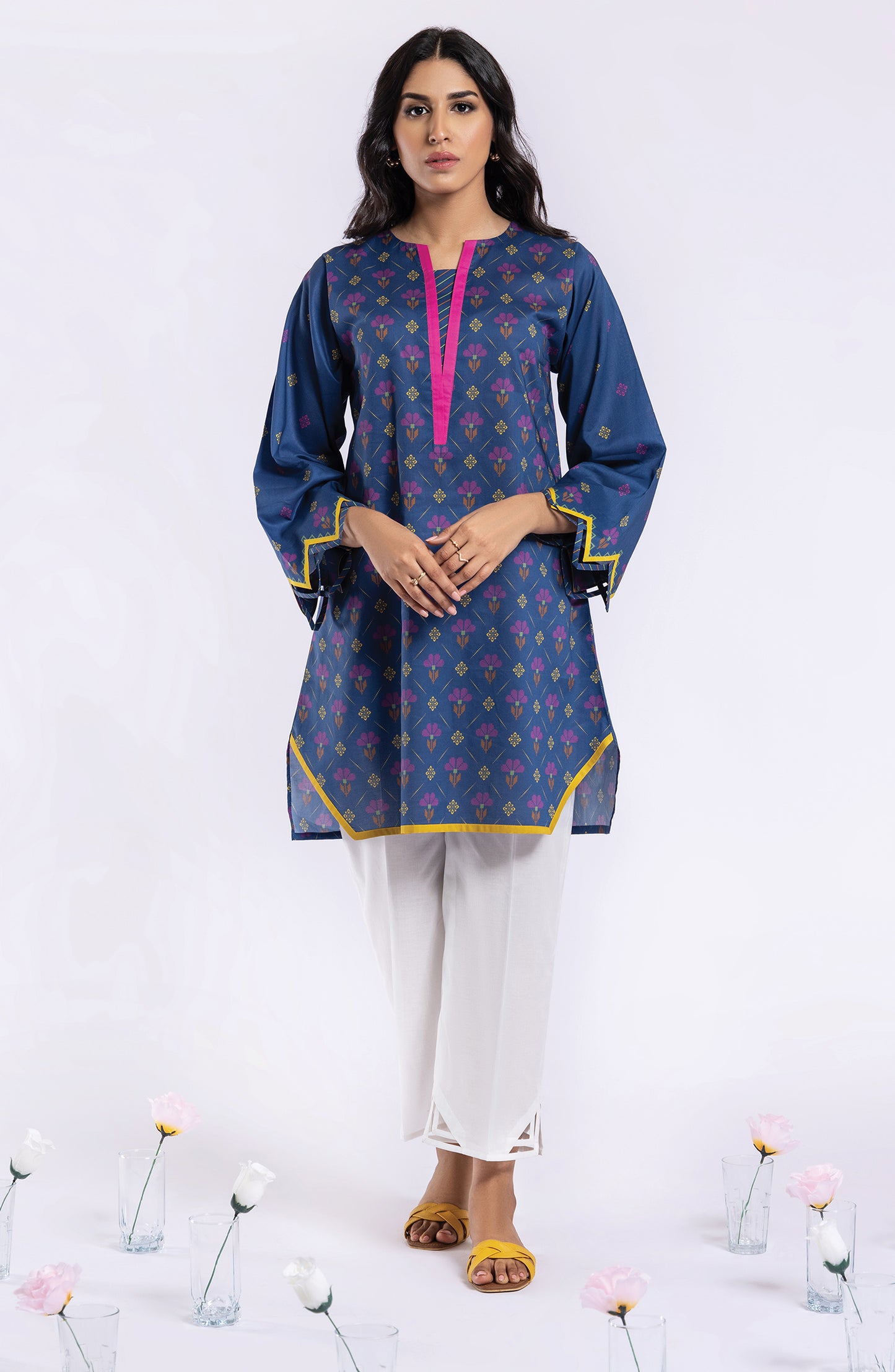 HCS-22-040/U BLUE  LAWN SCSHIRT UNSTITCHED SHIRT