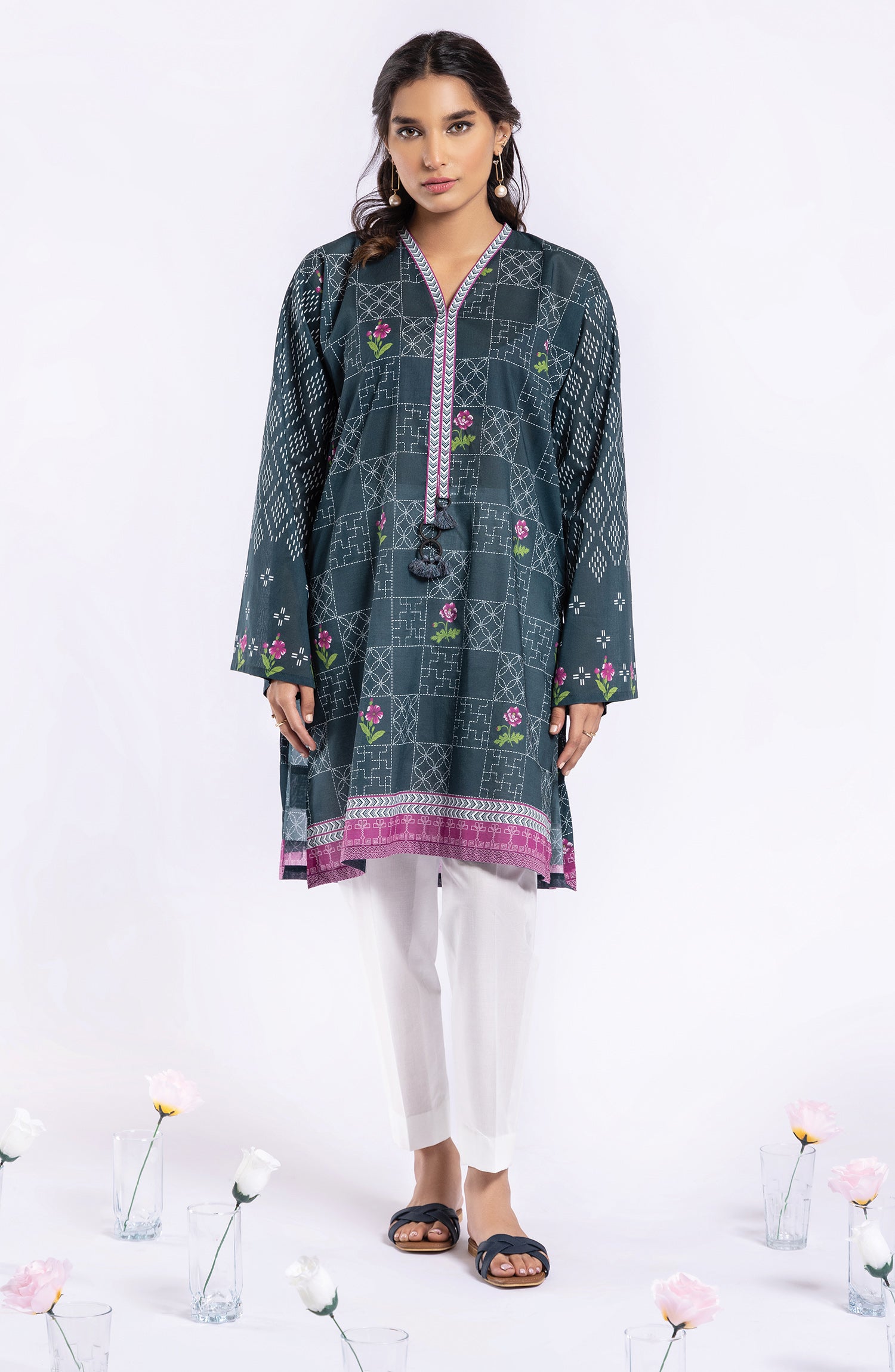 HCS-22-031/U TEAL  LAWN SCSHIRT UNSTITCHED SHIRT