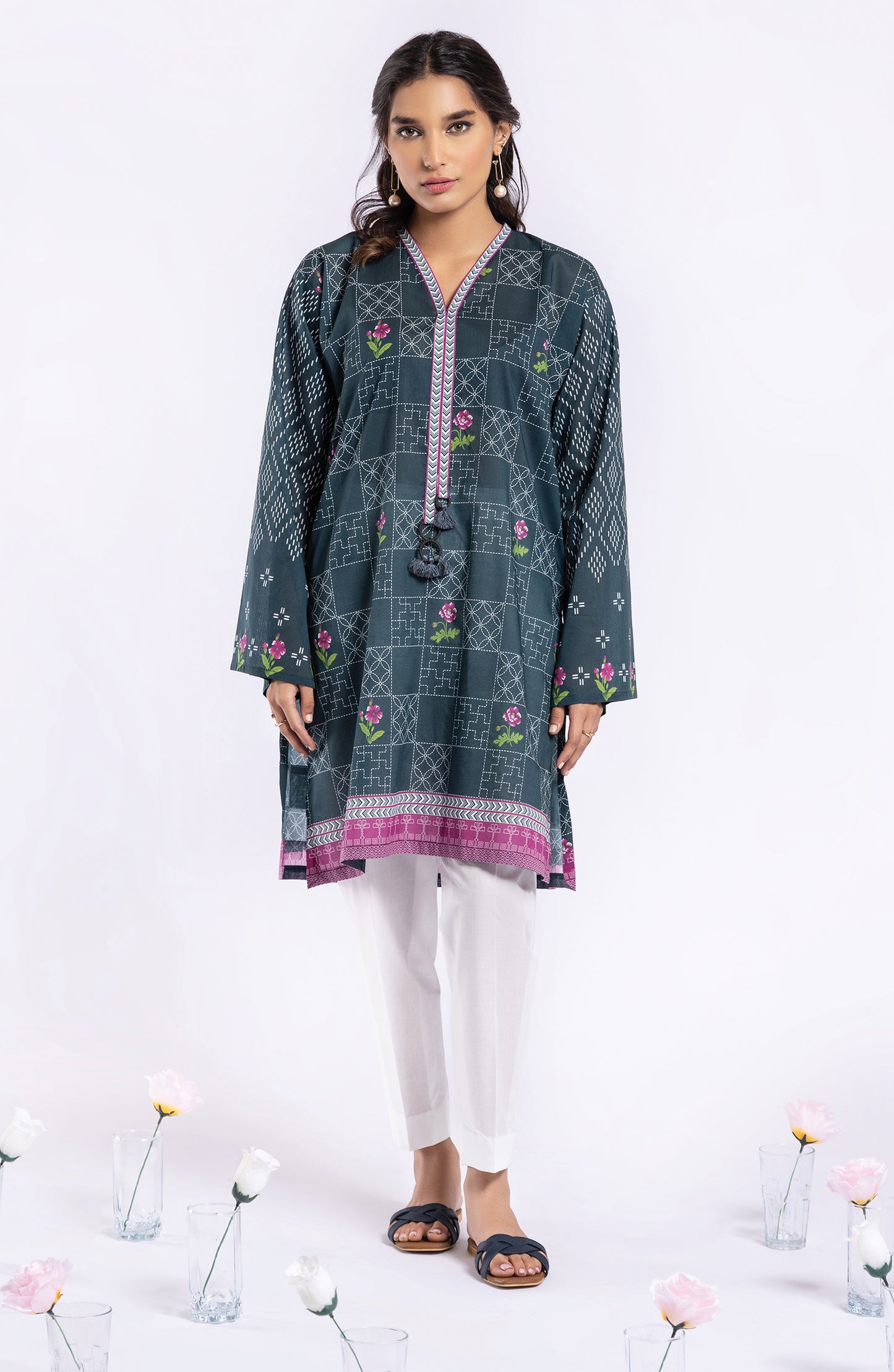 HCS-22-031/S (U) TEAL LAWN SCSHIRT READY TO WEAR SHIRT
