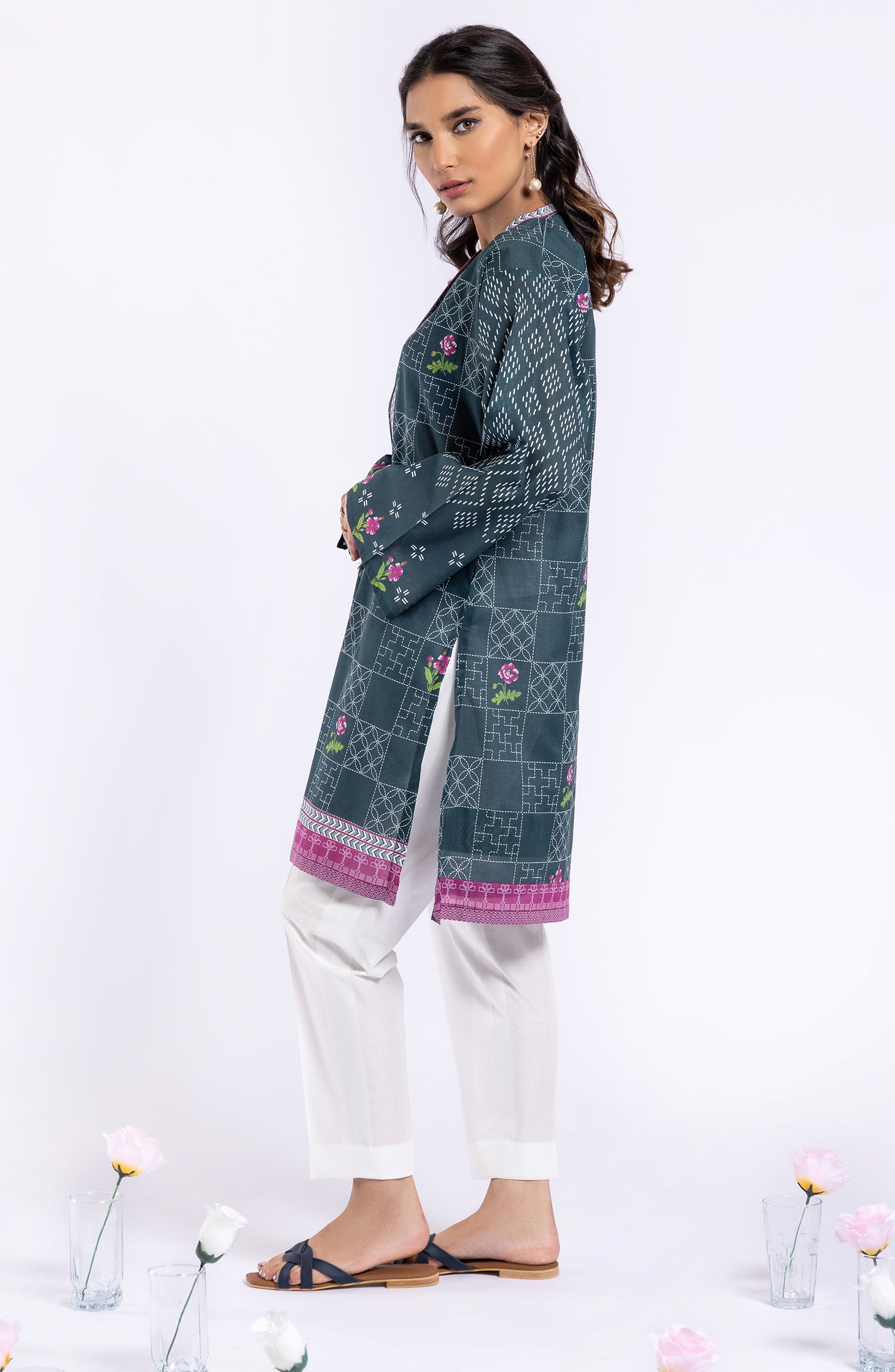 HCS-22-031/U TEAL  LAWN SCSHIRT UNSTITCHED SHIRT