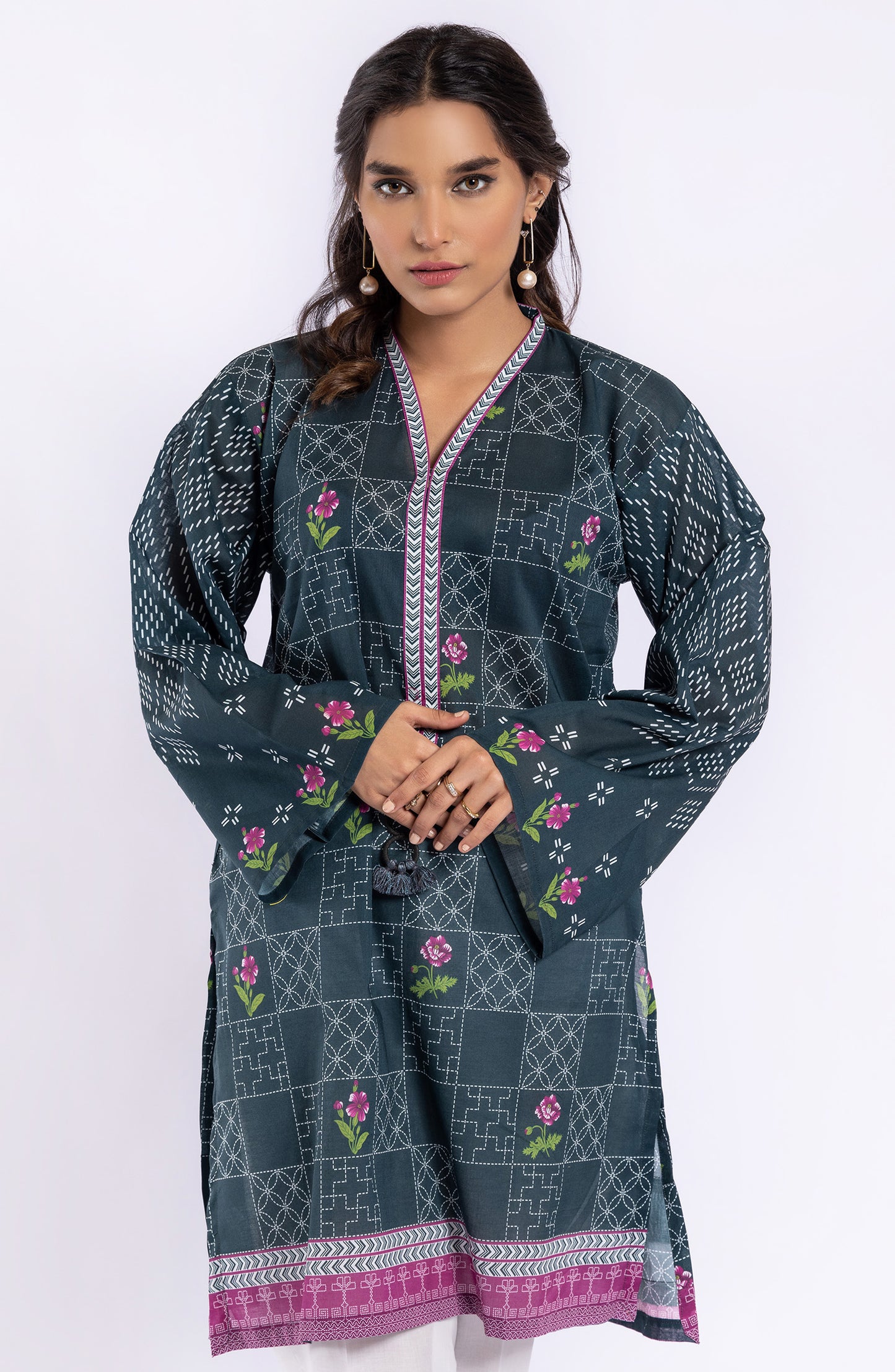 HCS-22-031/S (U) TEAL LAWN SCSHIRT READY TO WEAR SHIRT
