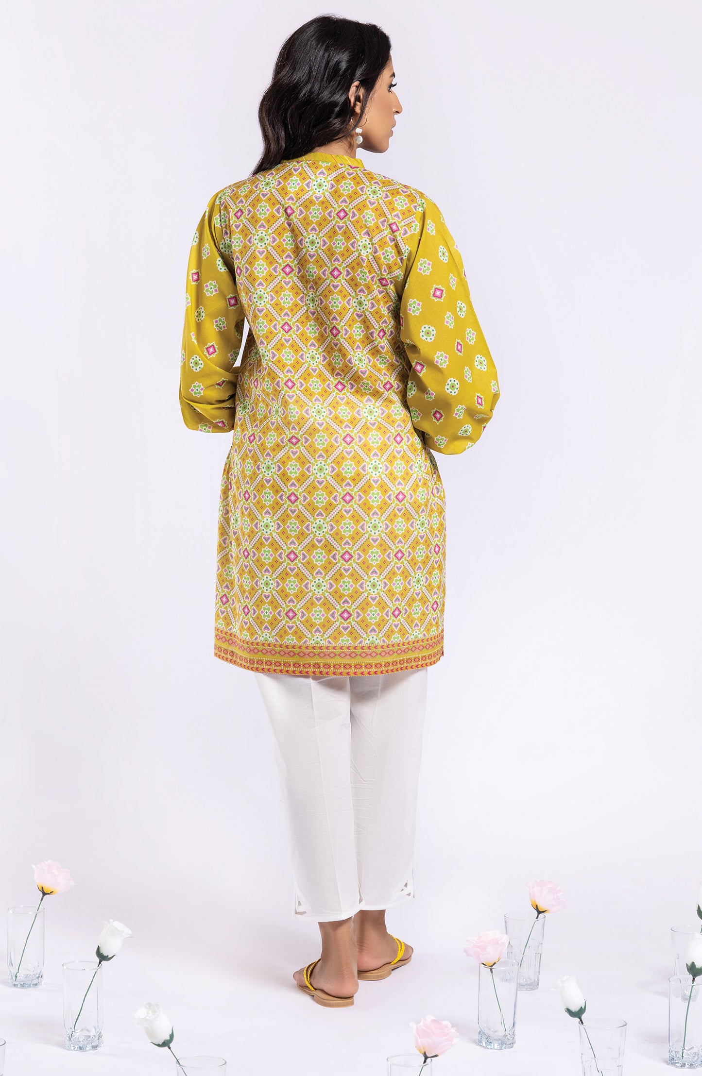 HCS-22-032 YELLOW  LAWN SCSHIRT UNSTITCHED SHIRT