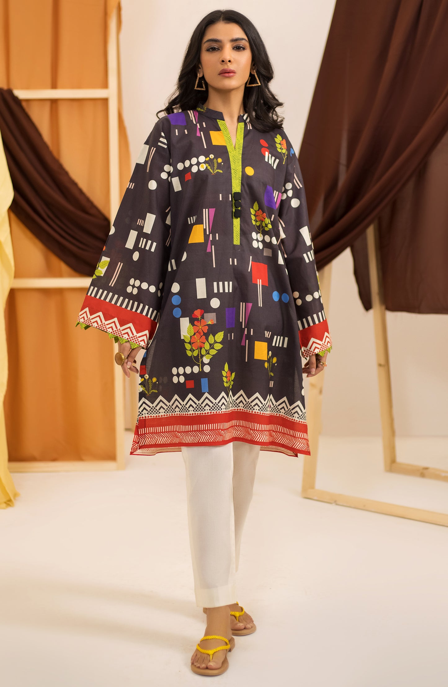OTL-22-004/U RED LAWN  UNSTITCHED SHIRT DUPATTA PANTS