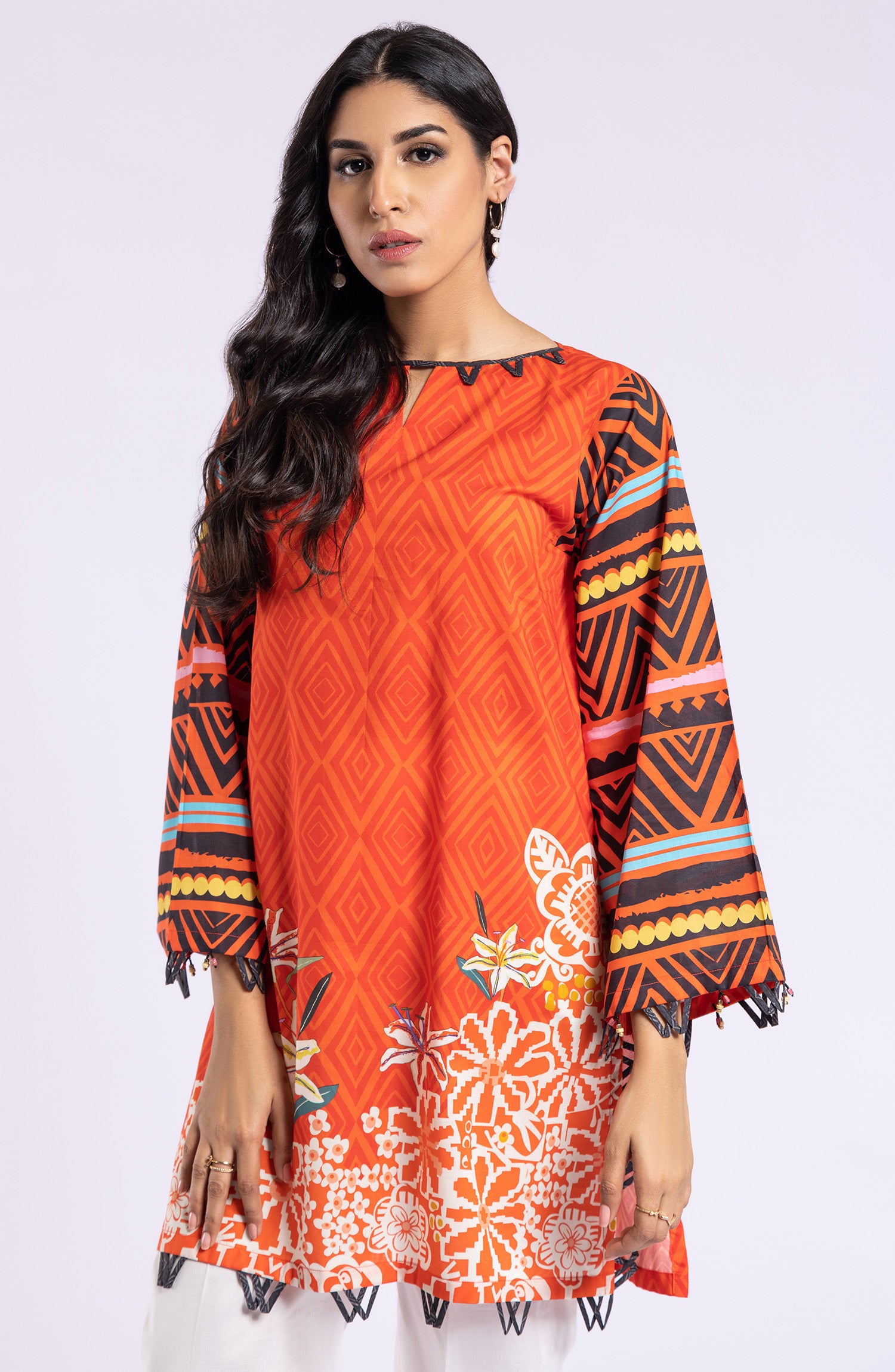 HCS-22-072/U ORANGE LAWN SCSHIRT UNSTITCHED SHIRT