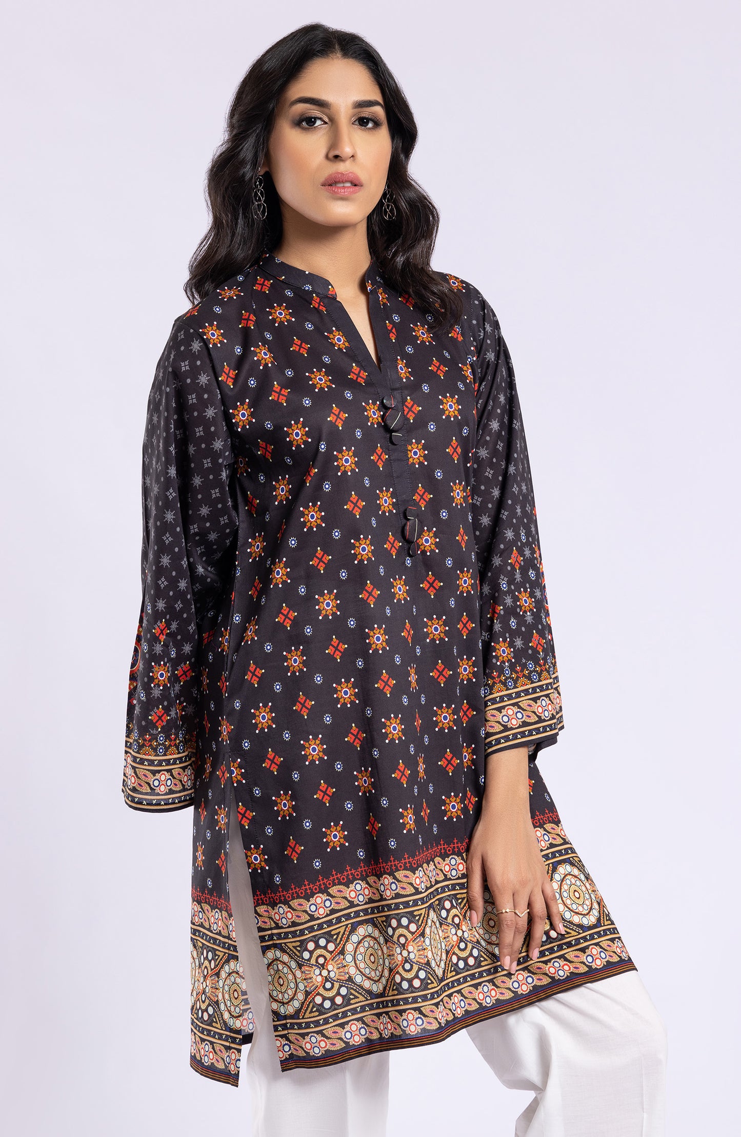 HCS-22-039/U BLACK LAWN SCSHIRT UNSTITCHED SHIRT