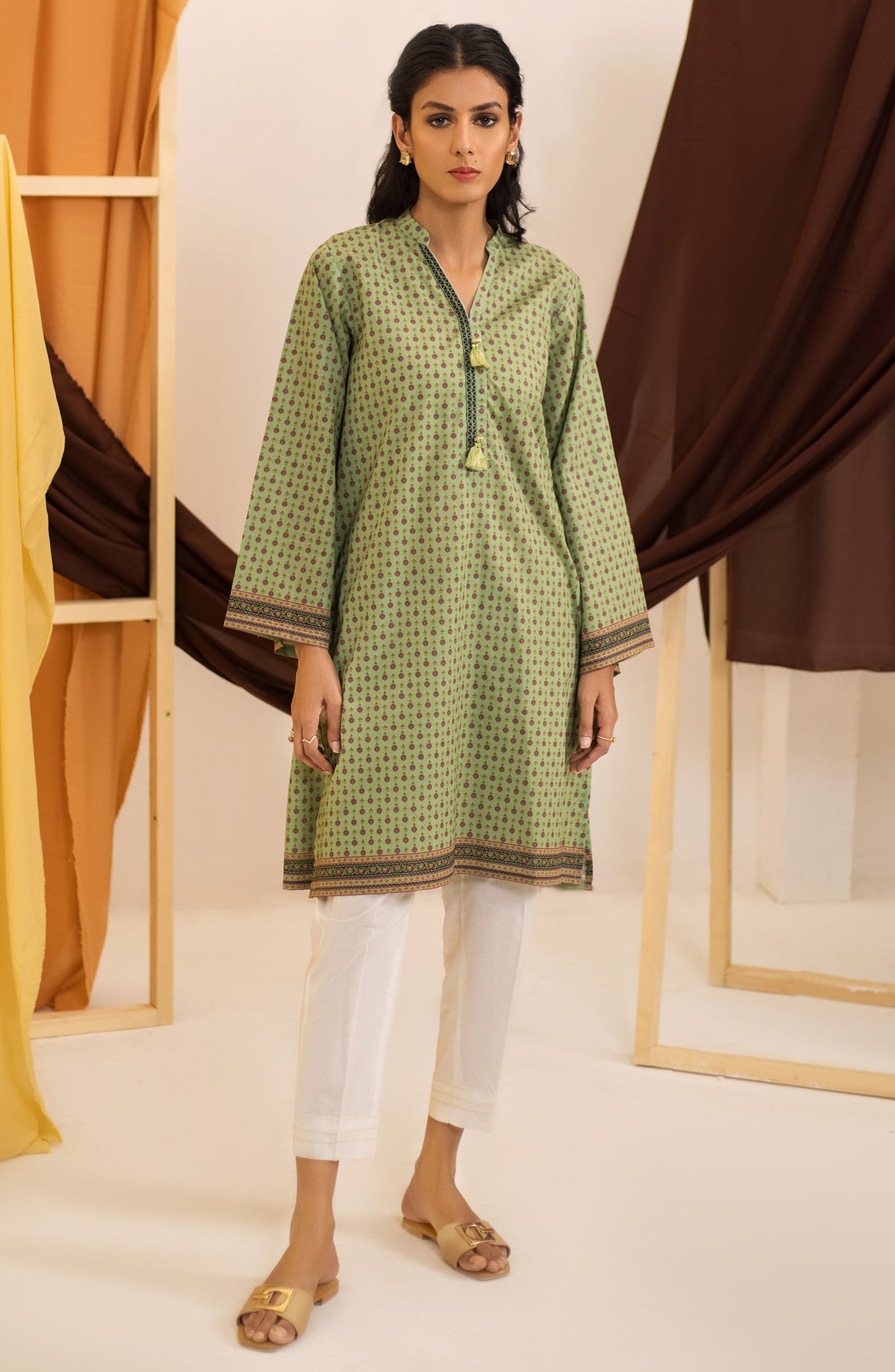 Stitched 1 Piece Plain Slub Cotton Shirt