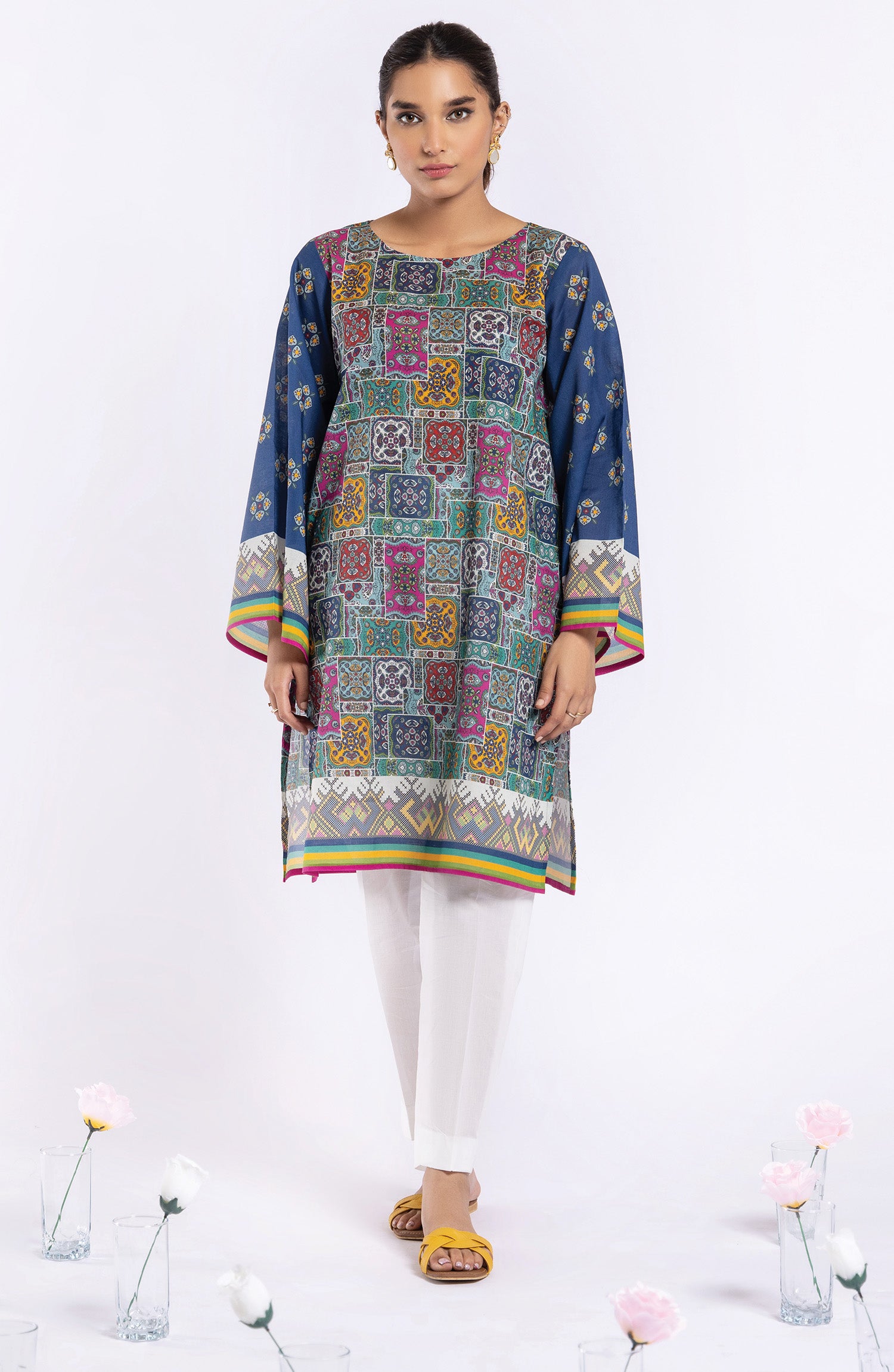 HCS-22-042/U BLUE LAWN SCSHIRT UNSTITCHED SHIRT
