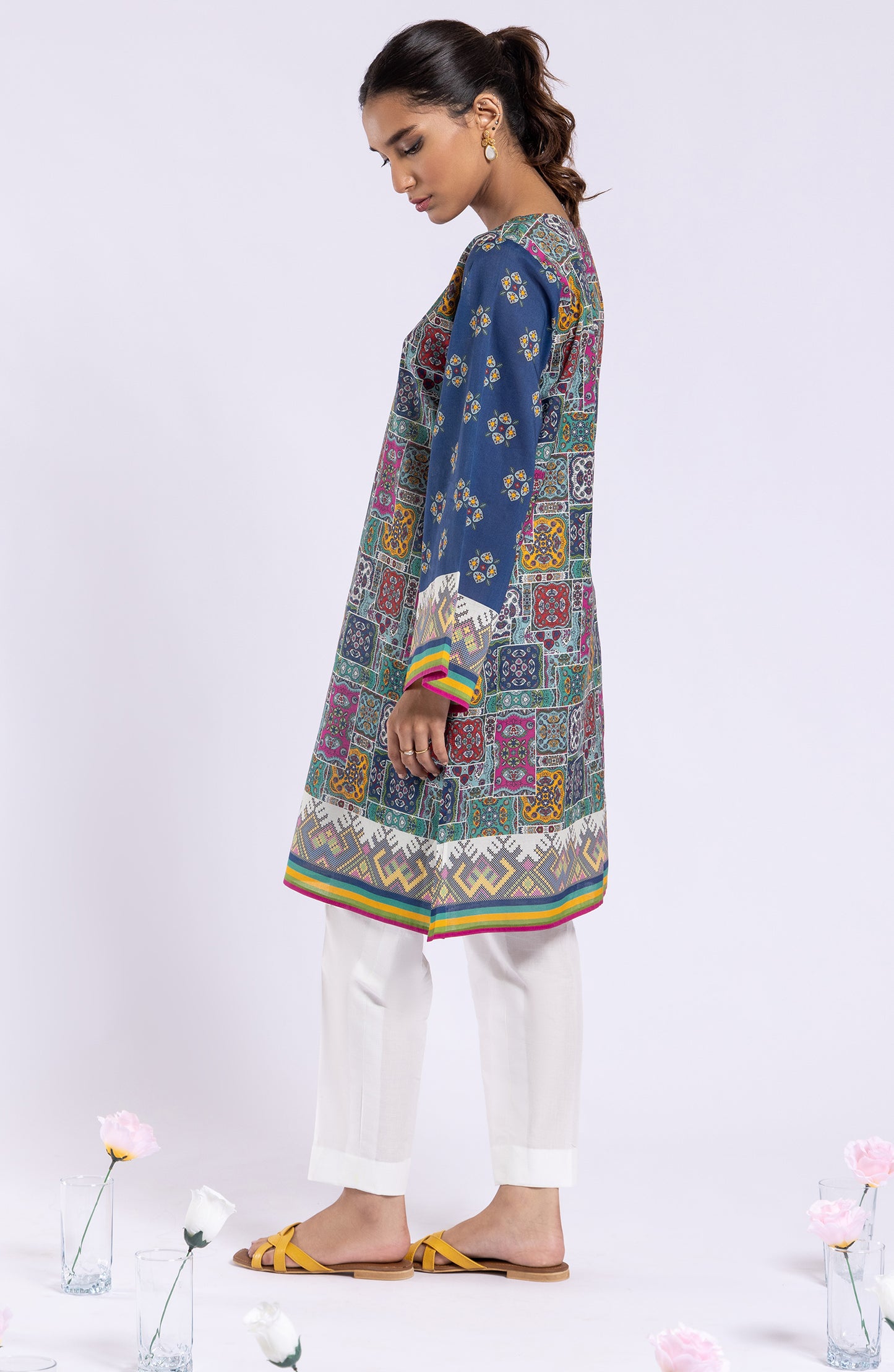 HCS-22-042/U BLUE LAWN SCSHIRT UNSTITCHED SHIRT