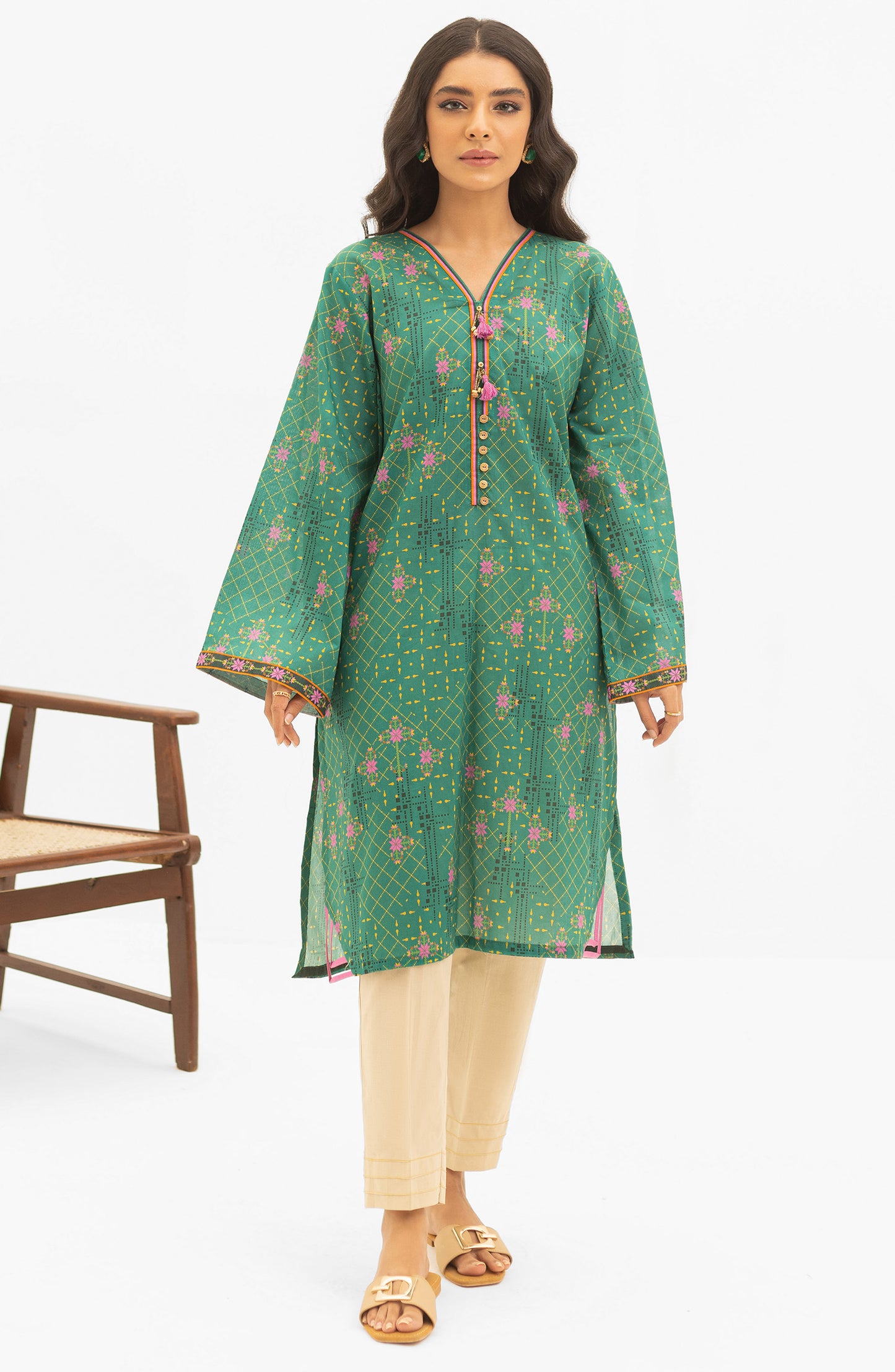 OTL-22-004/U RED LAWN  UNSTITCHED SHIRT DUPATTA PANTS