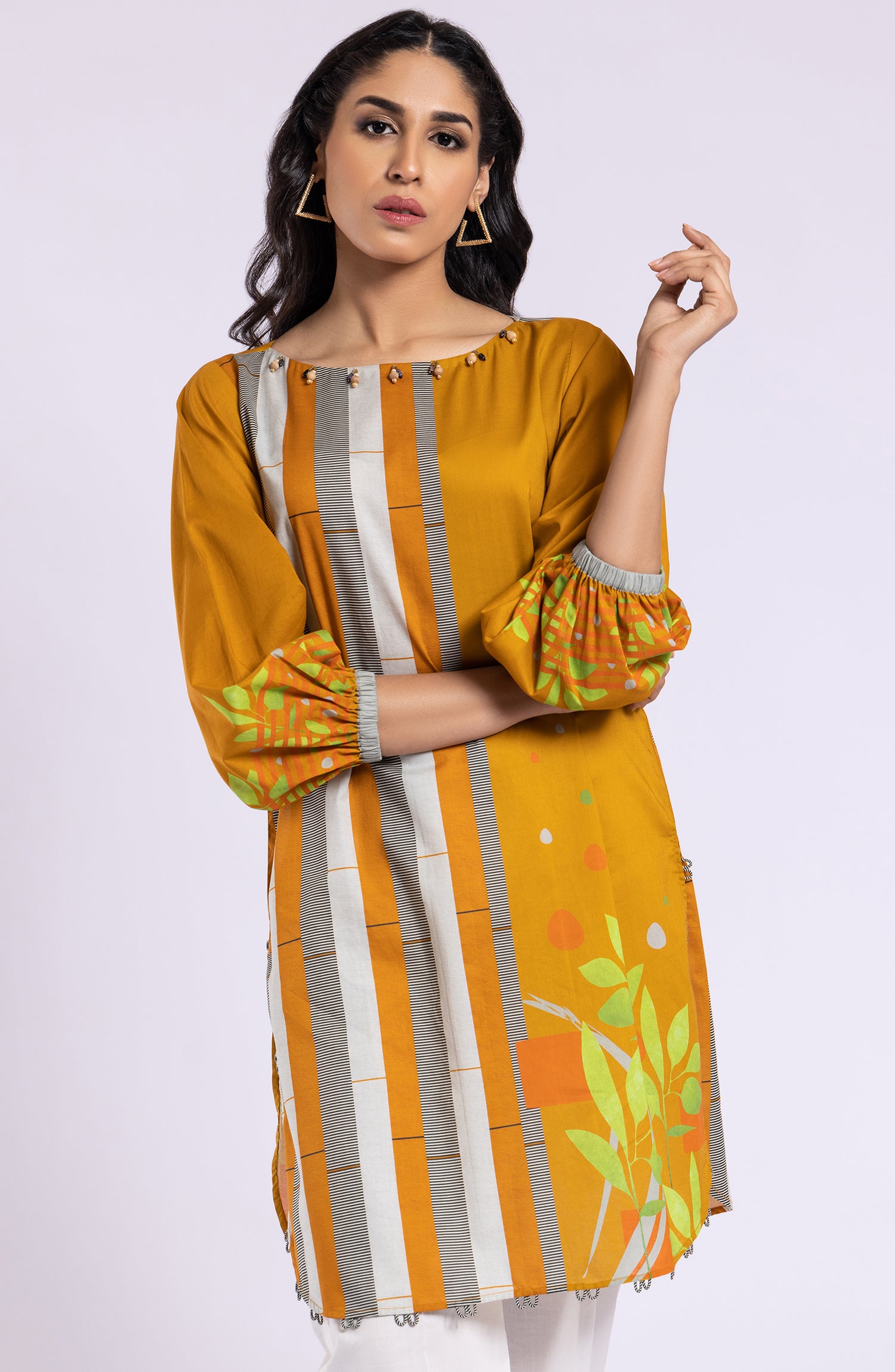 HCS-22-071/U ORANGE LAWN SCSHIRT UNSTITCHED SHIRT