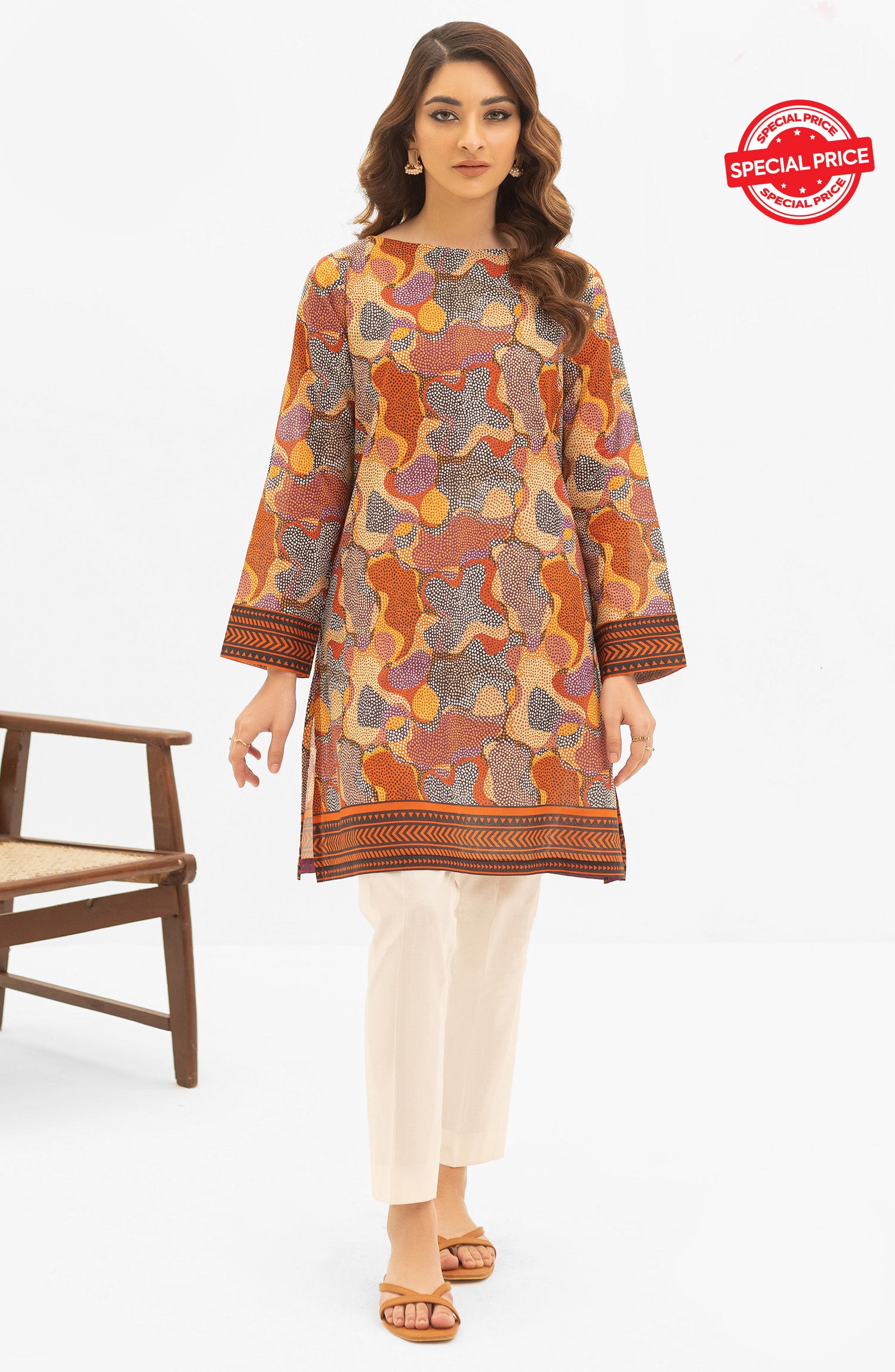 OTL-22-004/U RED LAWN  UNSTITCHED SHIRT DUPATTA PANTS
