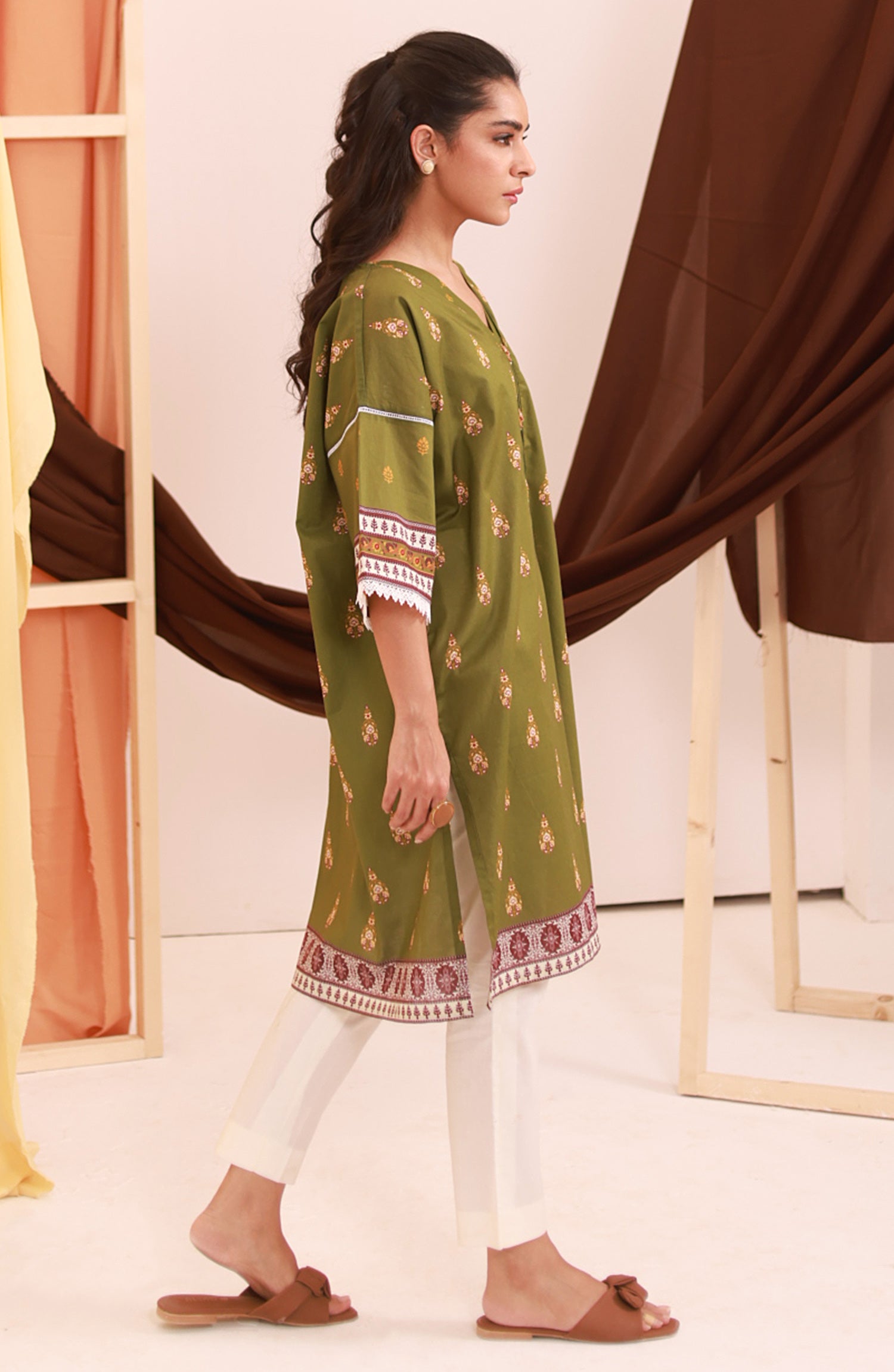 Stitched 1 Piece Printed Lawn Shirt (NRD-491/S GREEN)