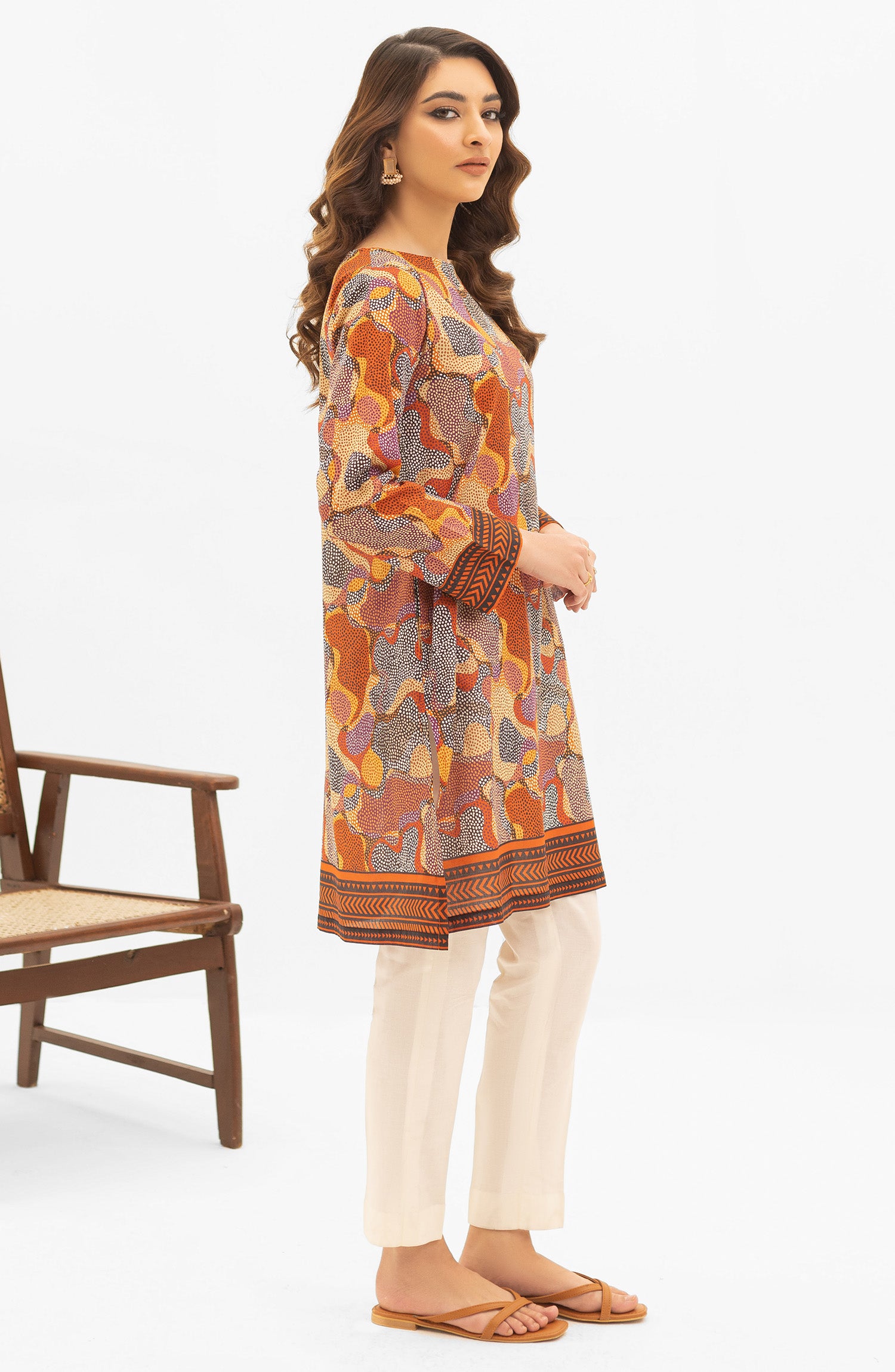 OTL-22-004/U RED LAWN  UNSTITCHED SHIRT DUPATTA PANTS
