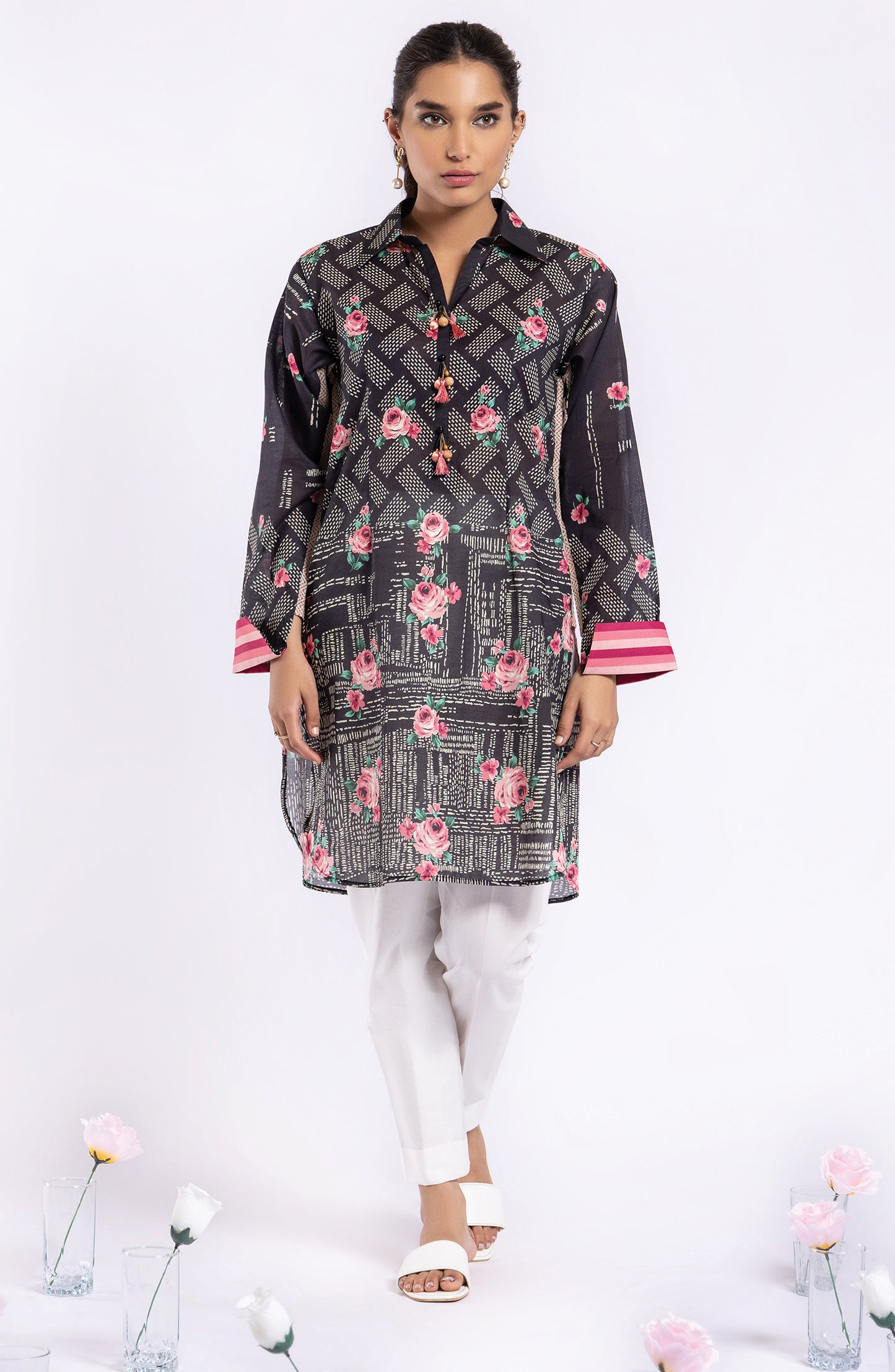 HCS-22-029/U BLACK LAWN SCSHIRT UNSTITCHED SHIRT