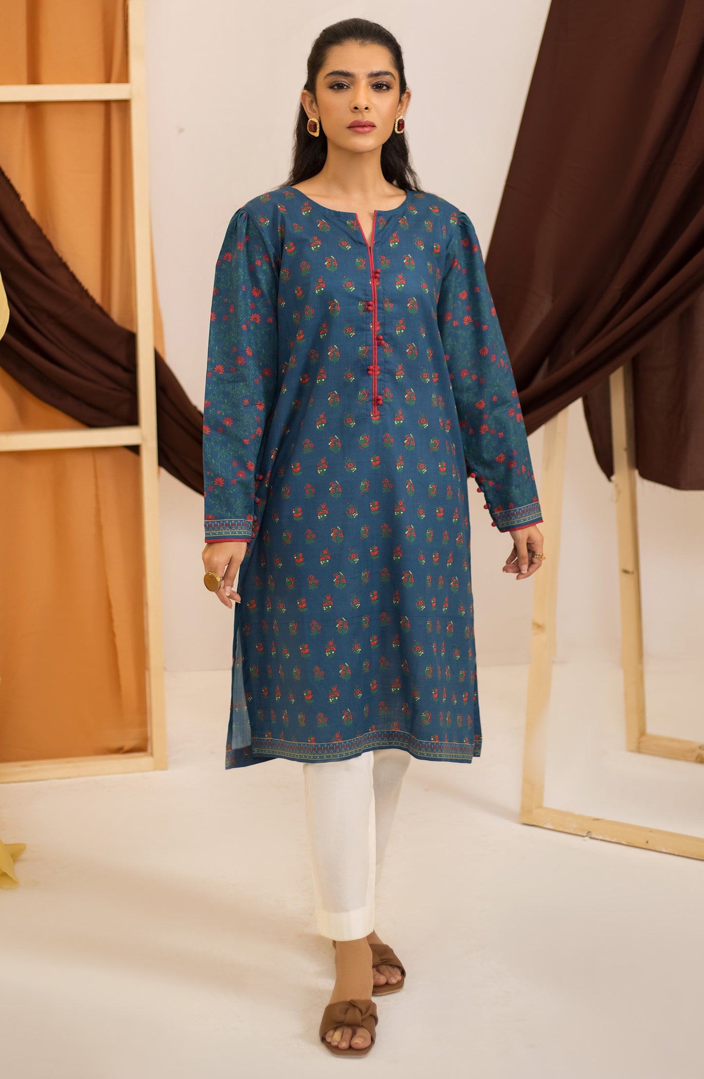 Stitched 1 Piece Plain Slub Cotton Shirt