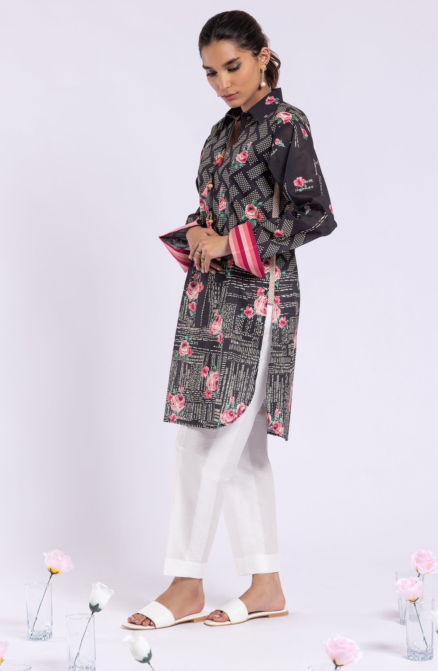 HCS-22-029/U BLACK LAWN SCSHIRT UNSTITCHED SHIRT