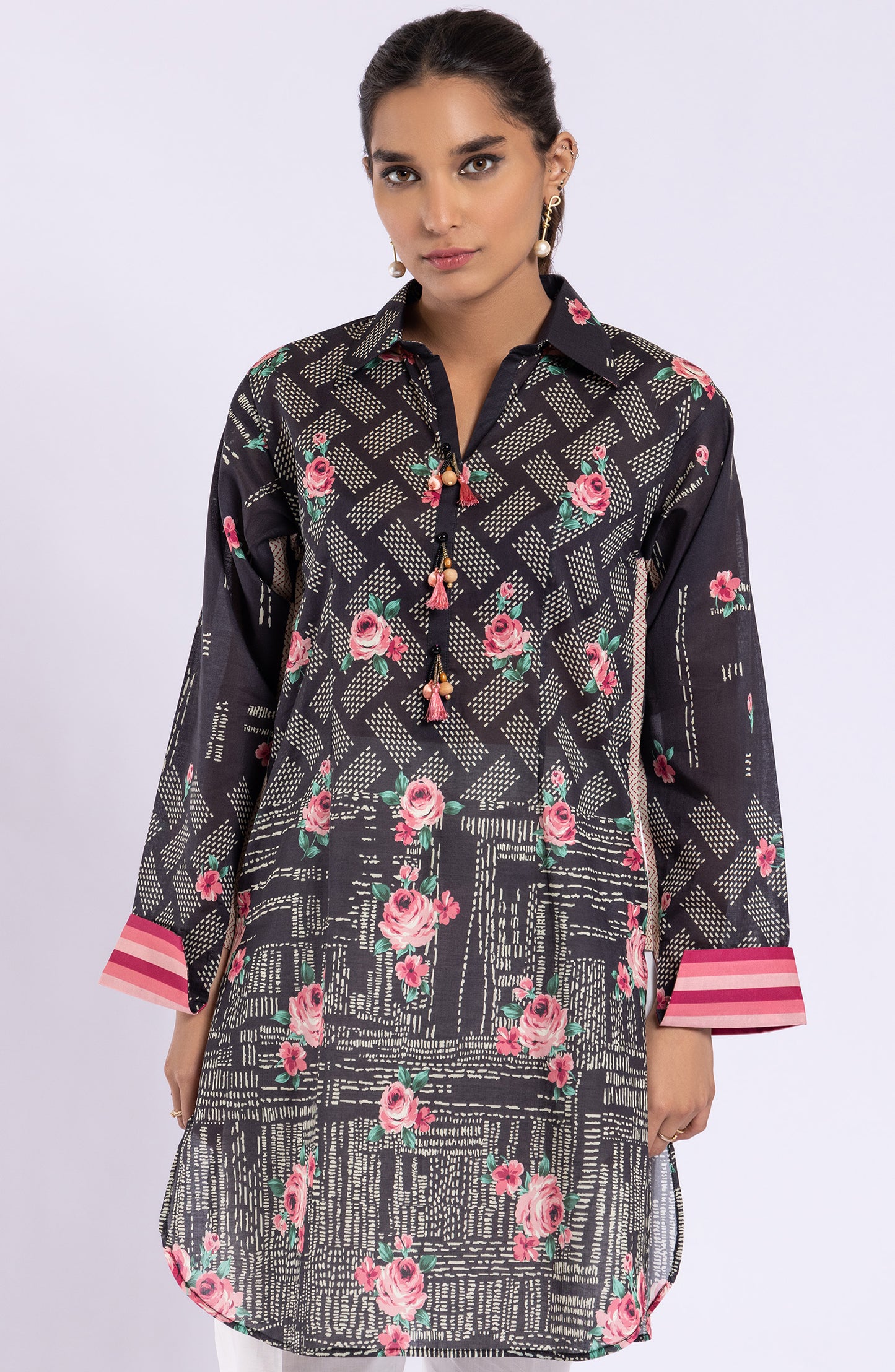 HCS-22-029/U BLACK LAWN SCSHIRT UNSTITCHED SHIRT