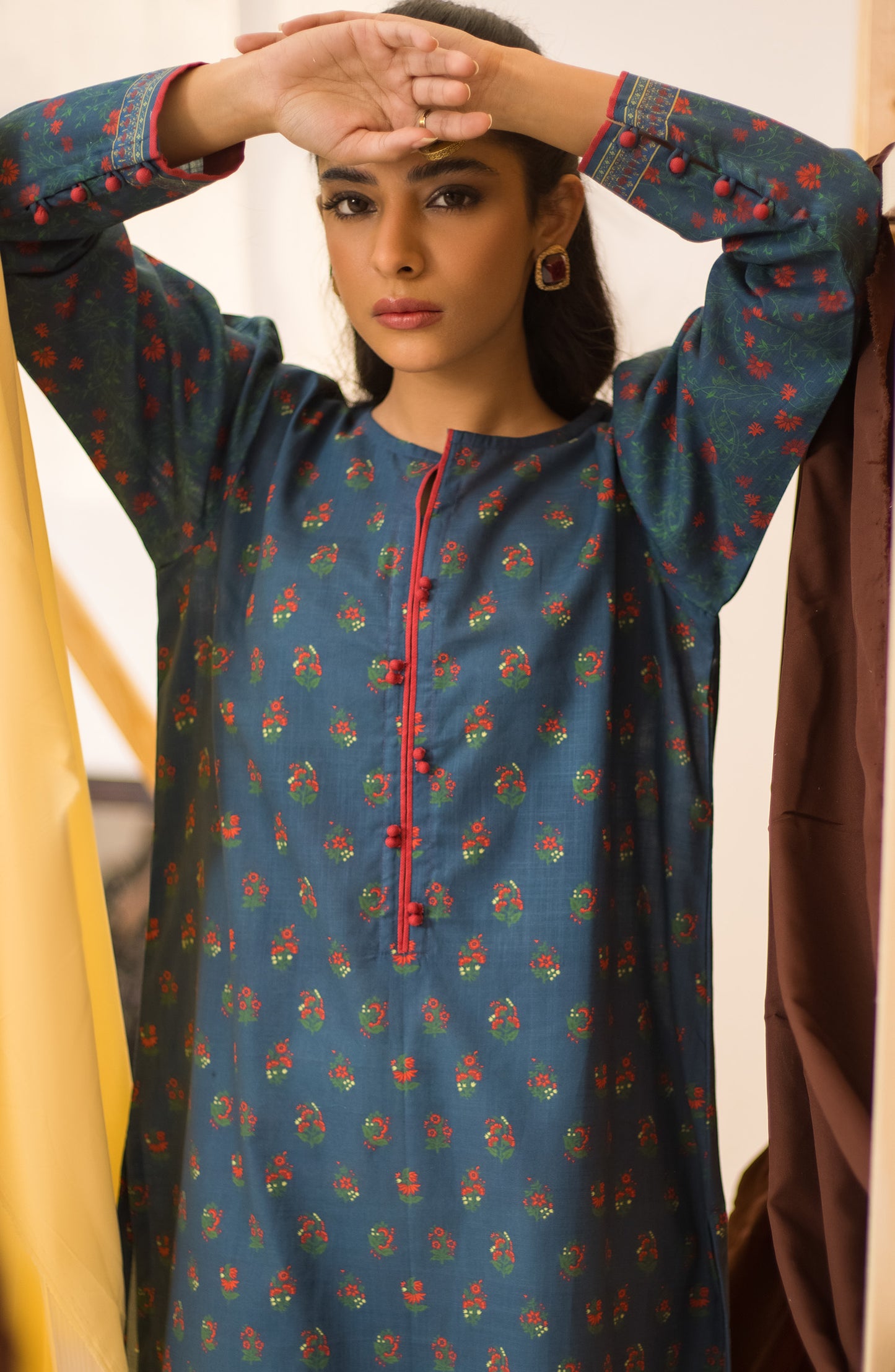 Stitched 1 Piece Plain Slub Cotton Shirt
