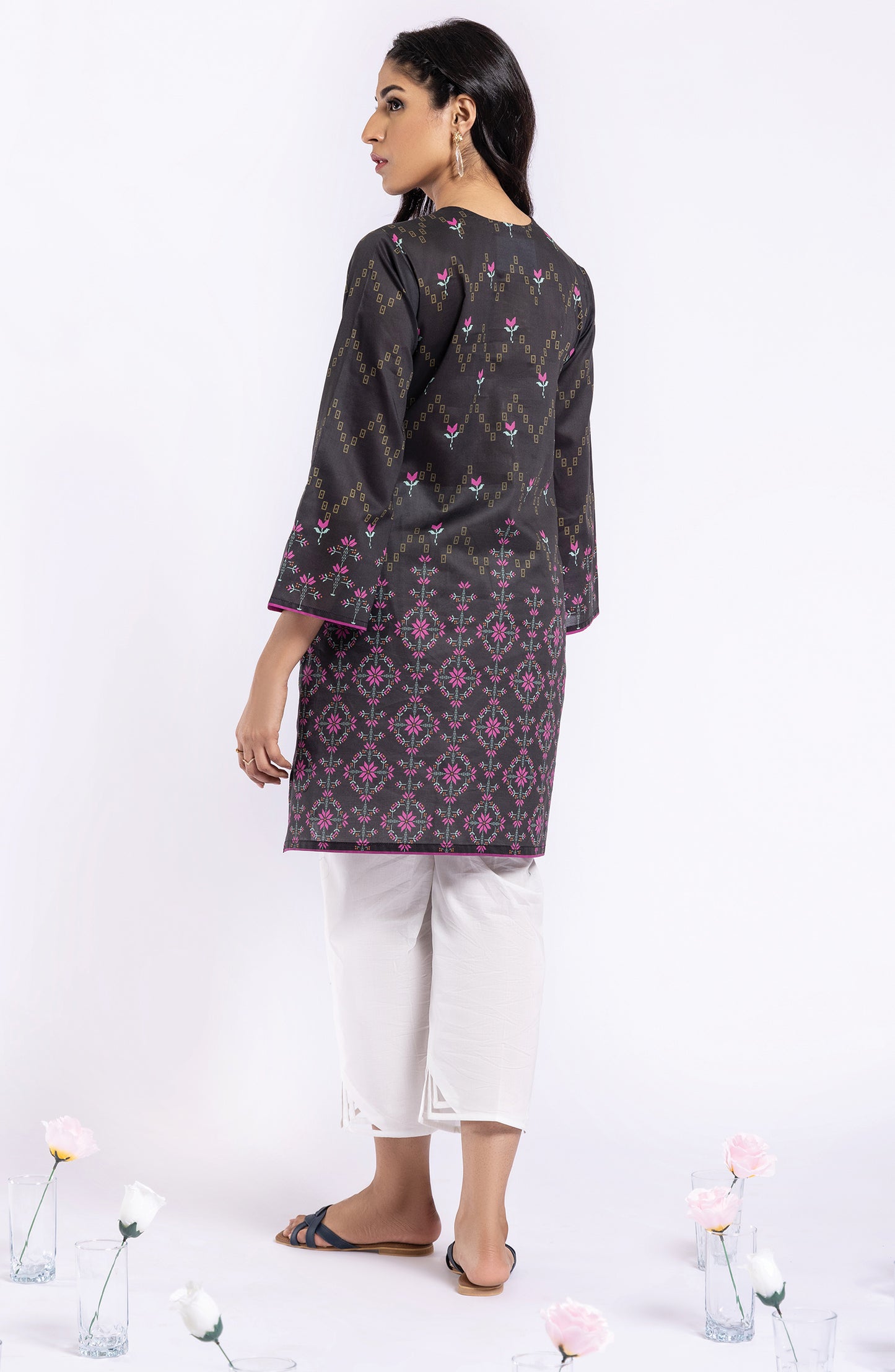 HCS-22-045 BLACK  LAWN SCSHIRT UNSTITCHED SHIRT