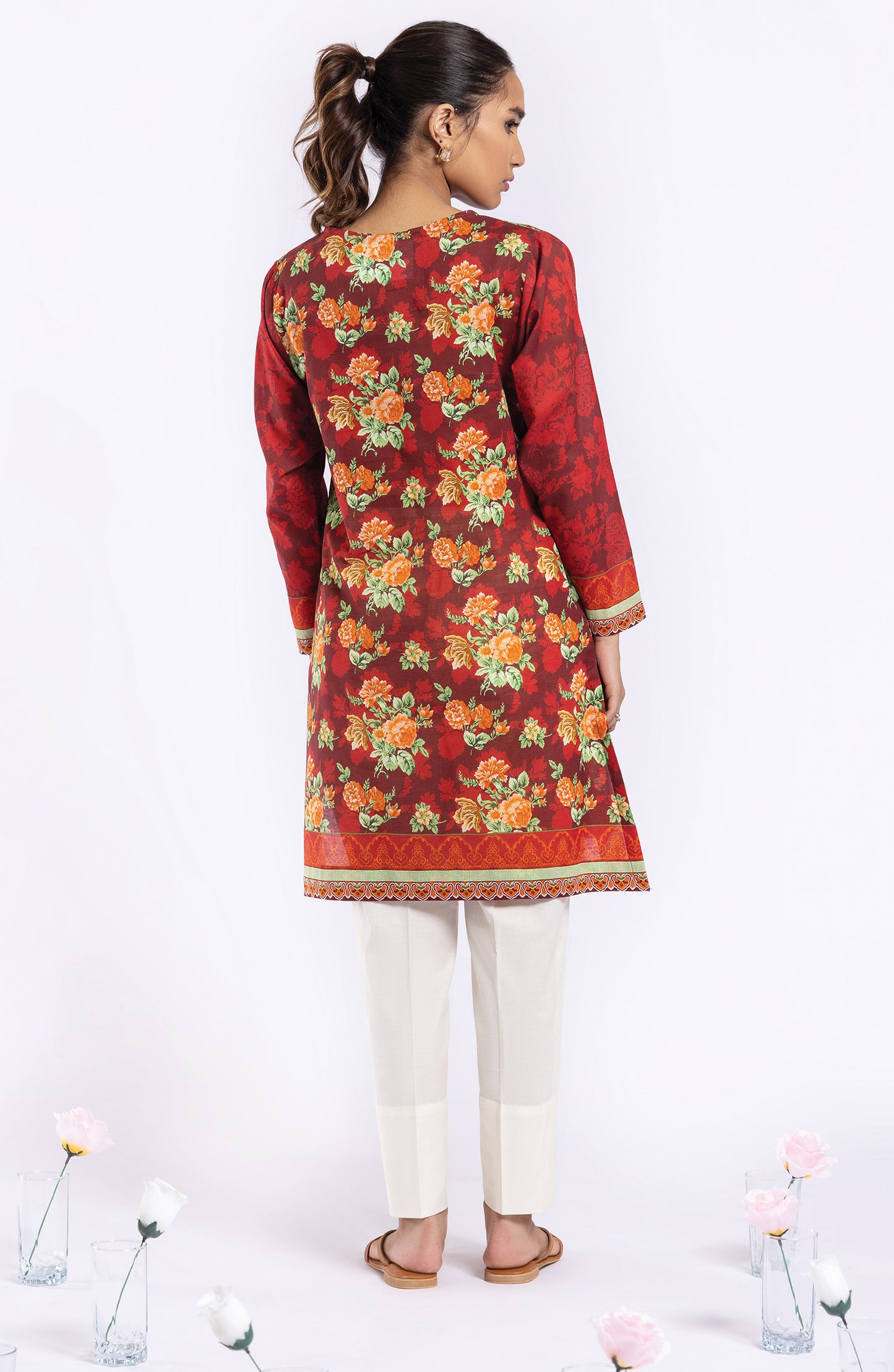 HCS-22-035/U RED  LAWN SCSHIRT UNSTITCHED SHIRT