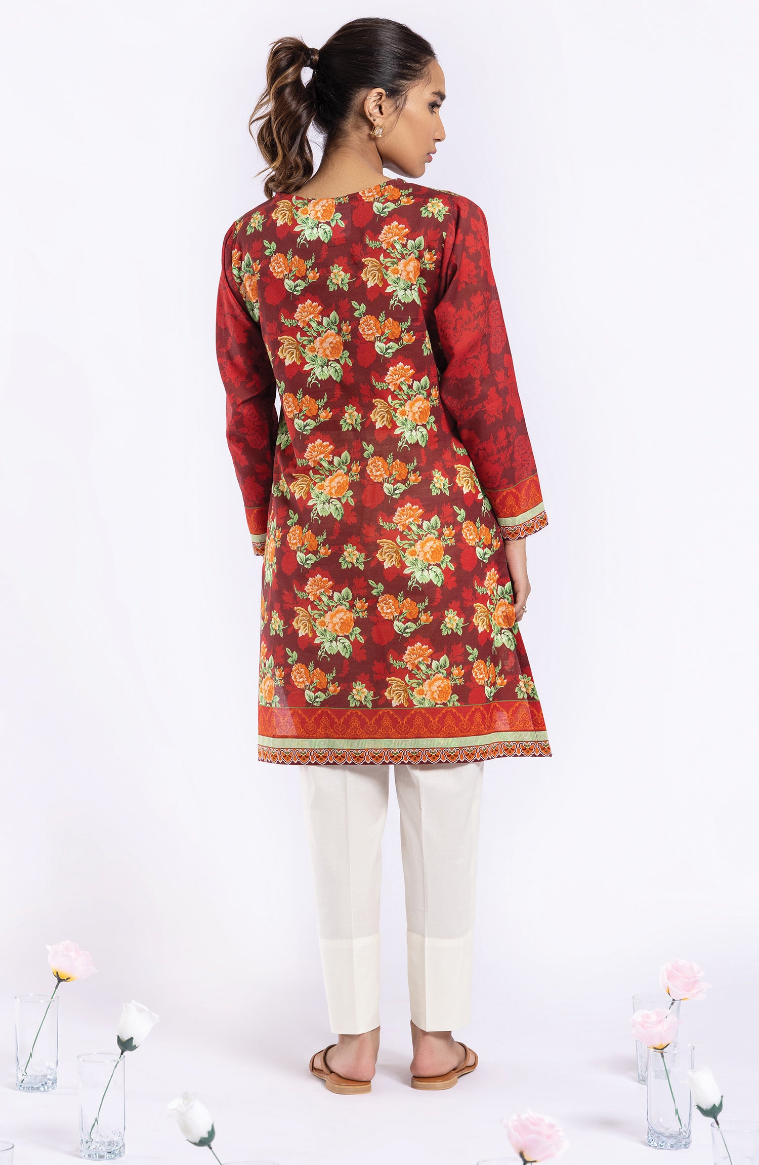HCS-22-035/U RED  LAWN SCSHIRT UNSTITCHED SHIRT