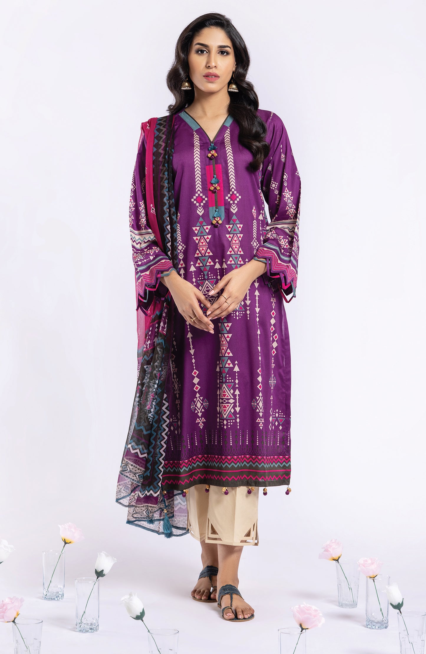 NRDS-22-032/U PURPLE LAWN  UNSTITCHED SHIRT DUPATTA