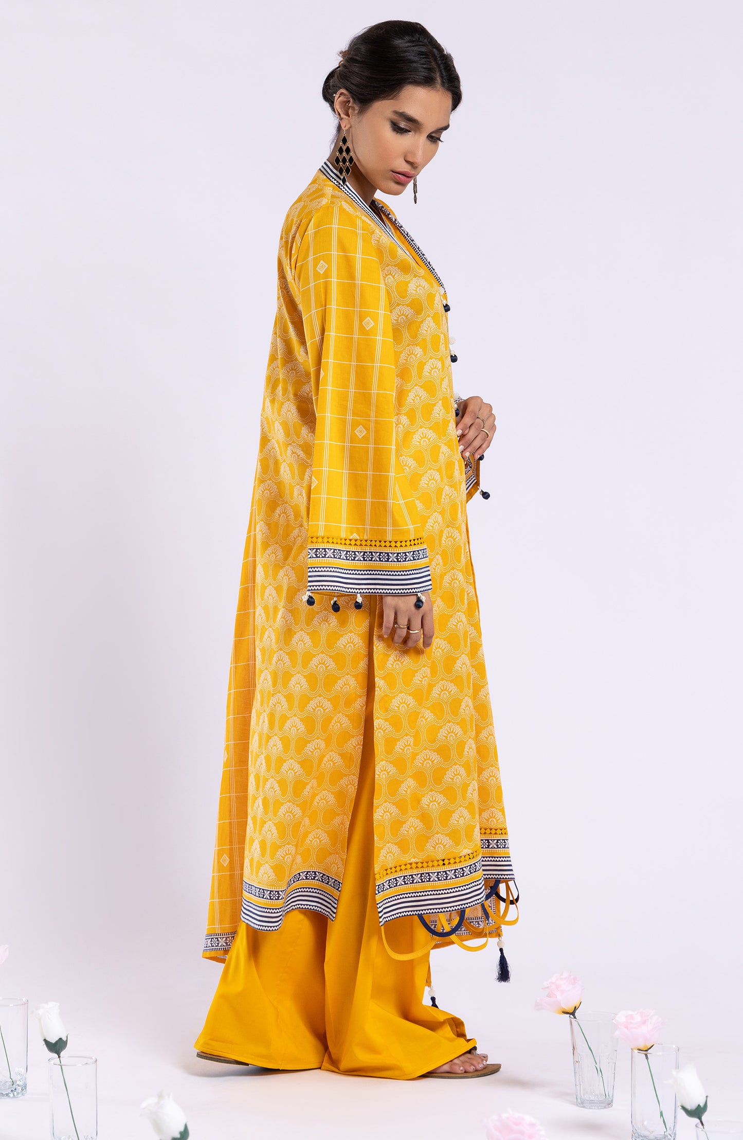 OTL-22-035/U YELLOW LAWN  UNSTITCHED SHIRT DUPATTA PANTS