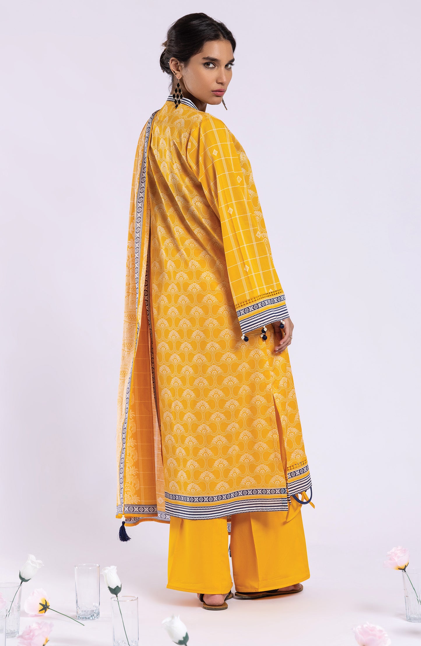 OTL-22-035/U YELLOW LAWN  UNSTITCHED SHIRT DUPATTA PANTS