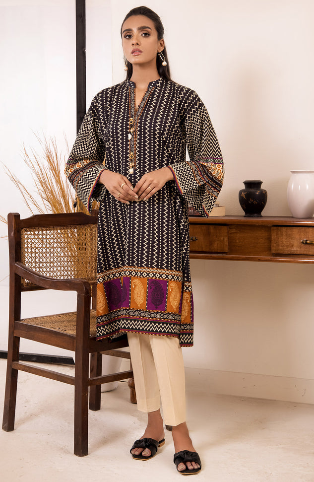 hcs-377-u-black unstitched printed Khaddar Winter collection Shirt 