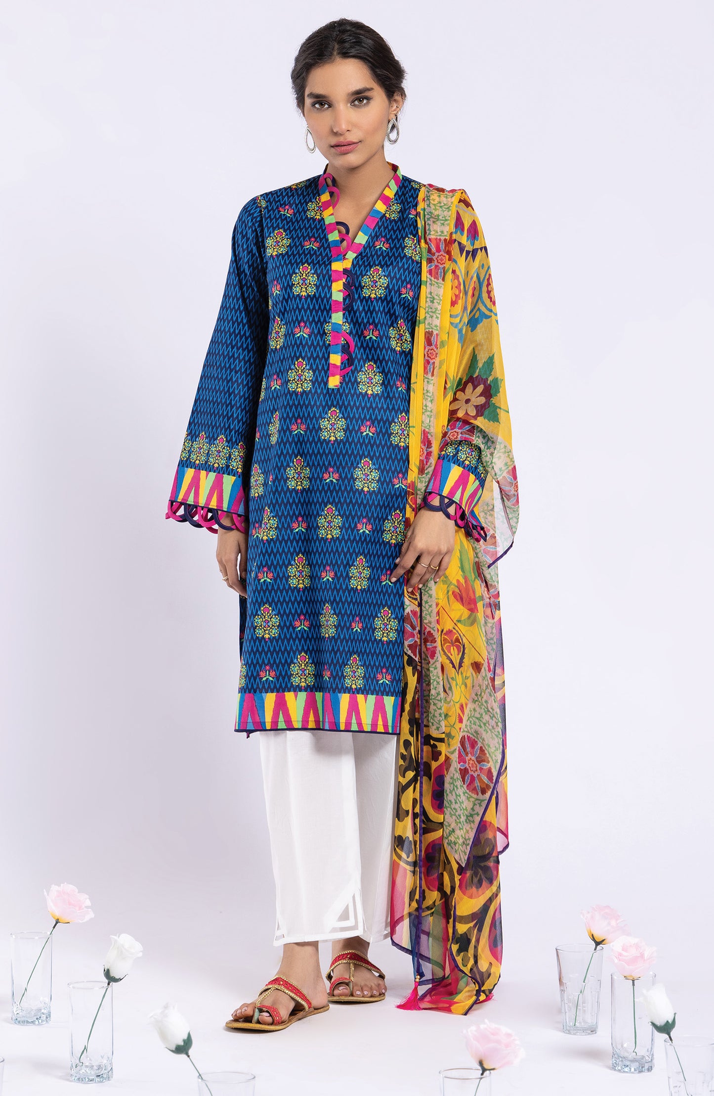 NRDS-22-029/U BLUE LAWN  UNSTITCHED SHIRT DUPATTA