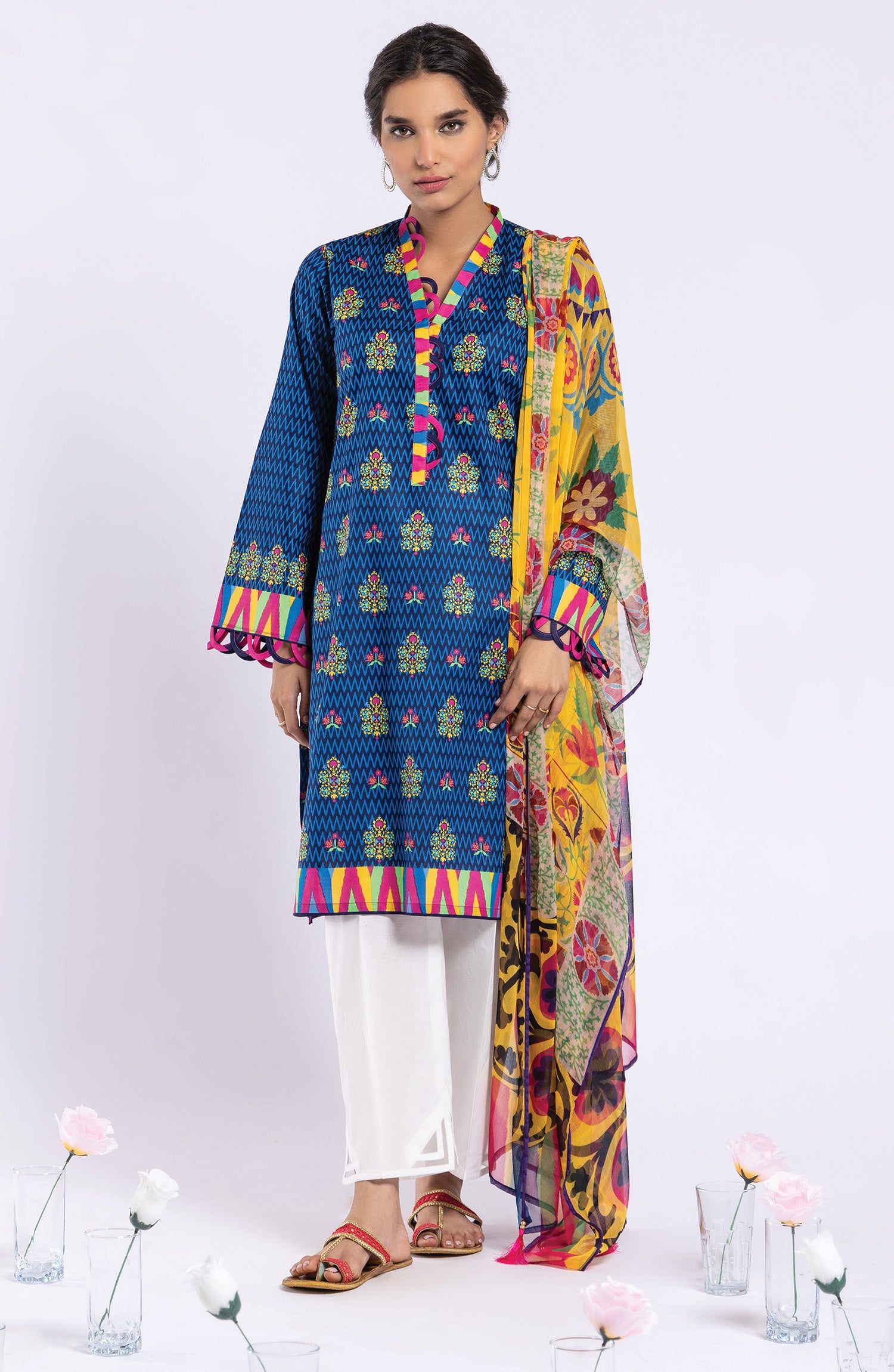 NRDS-22-029/U BLUE LAWN  UNSTITCHED SHIRT DUPATTA