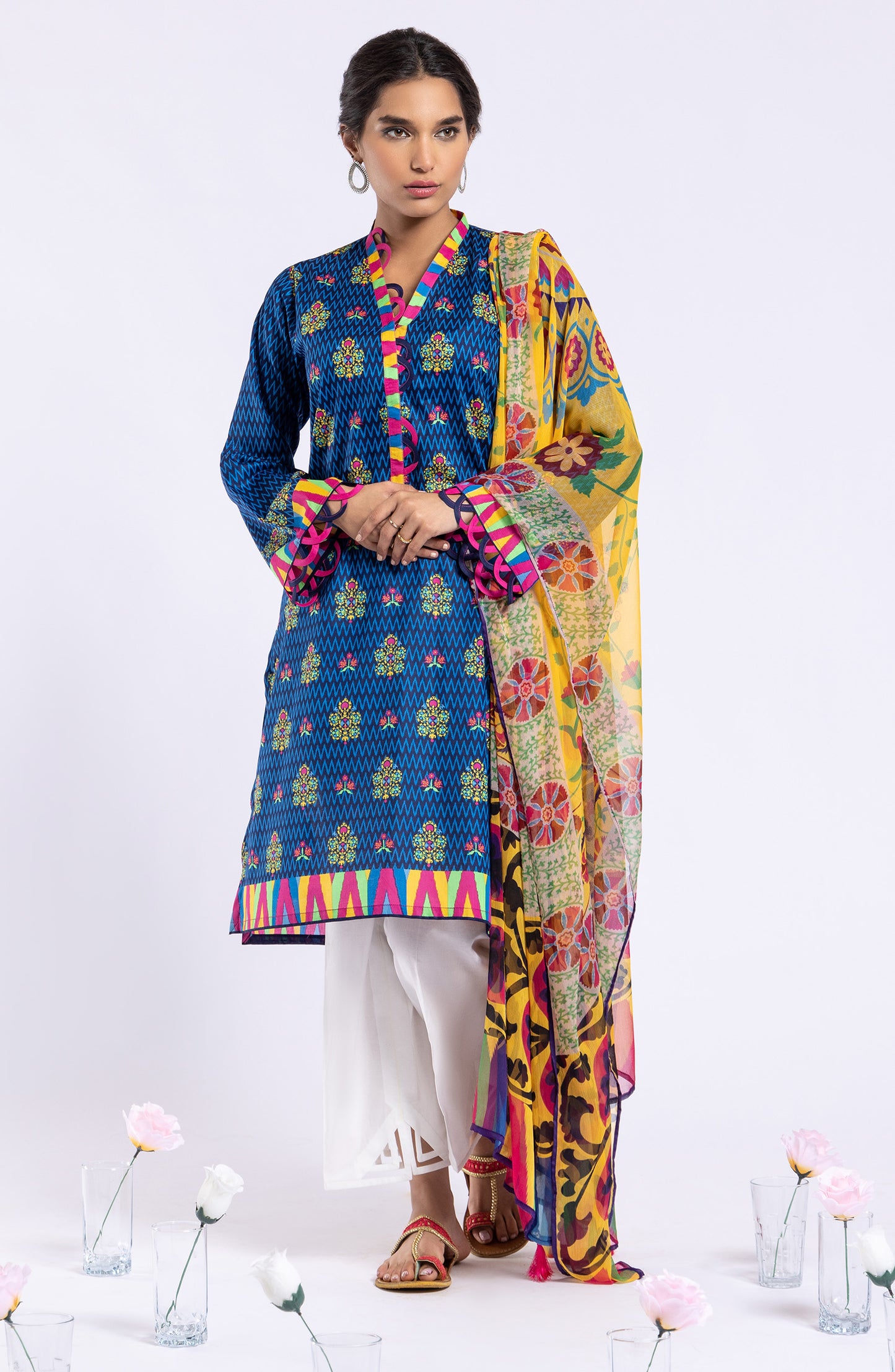 NRDS-22-029/U BLUE LAWN  UNSTITCHED SHIRT DUPATTA